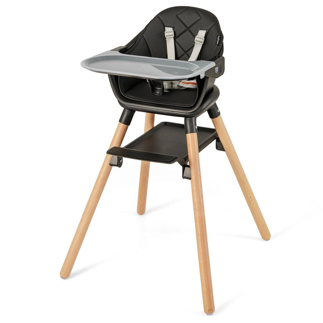 1 Costway High Chair Wooden Dining Seat Black, 1 of 2