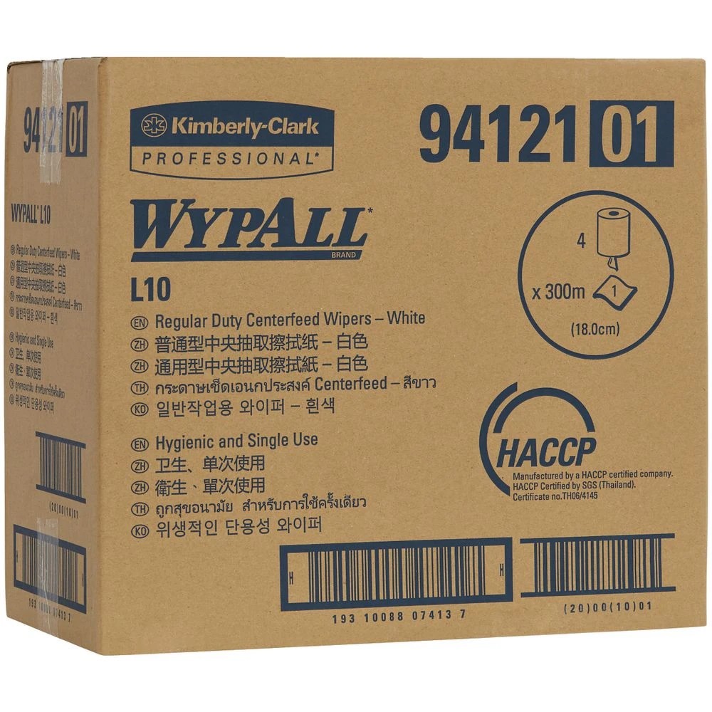 3 Wypall 94121 L10 Regular Duty Centrefeed Wiper Roll 4 Pack, 3 of 3
