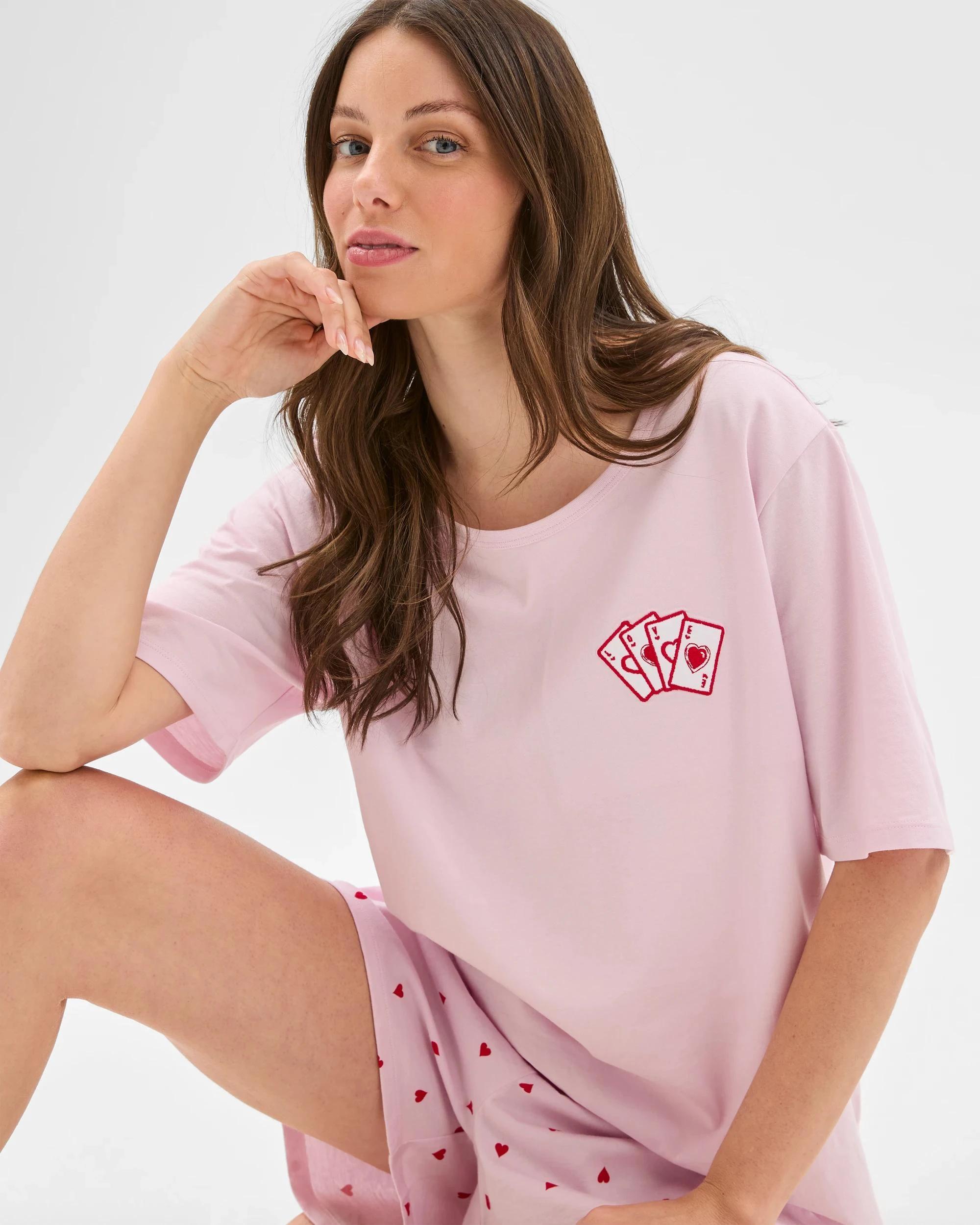 1 Target Woman Australian Cotton Jersey Pyjama Set PINK HEART, 1 of 6