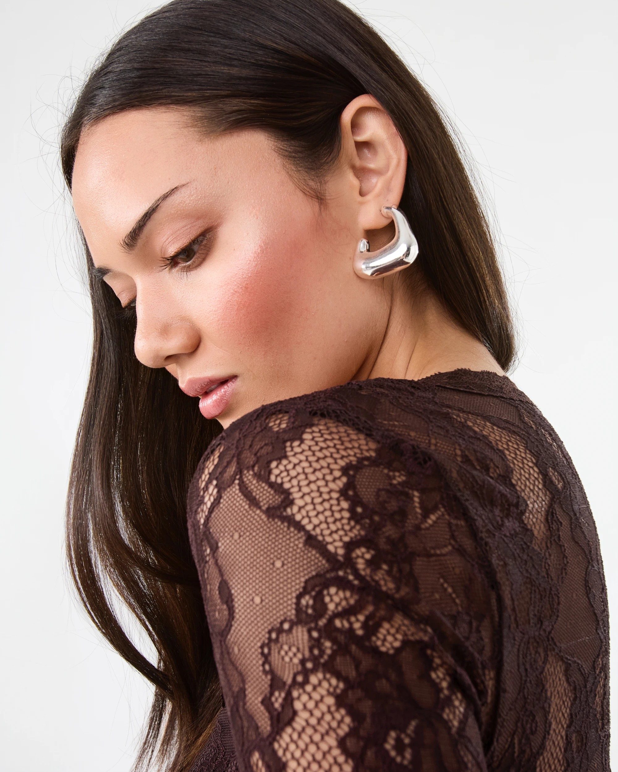 8 Irregular Chunky Hoop Earrings - Silver Look, 8 of 8