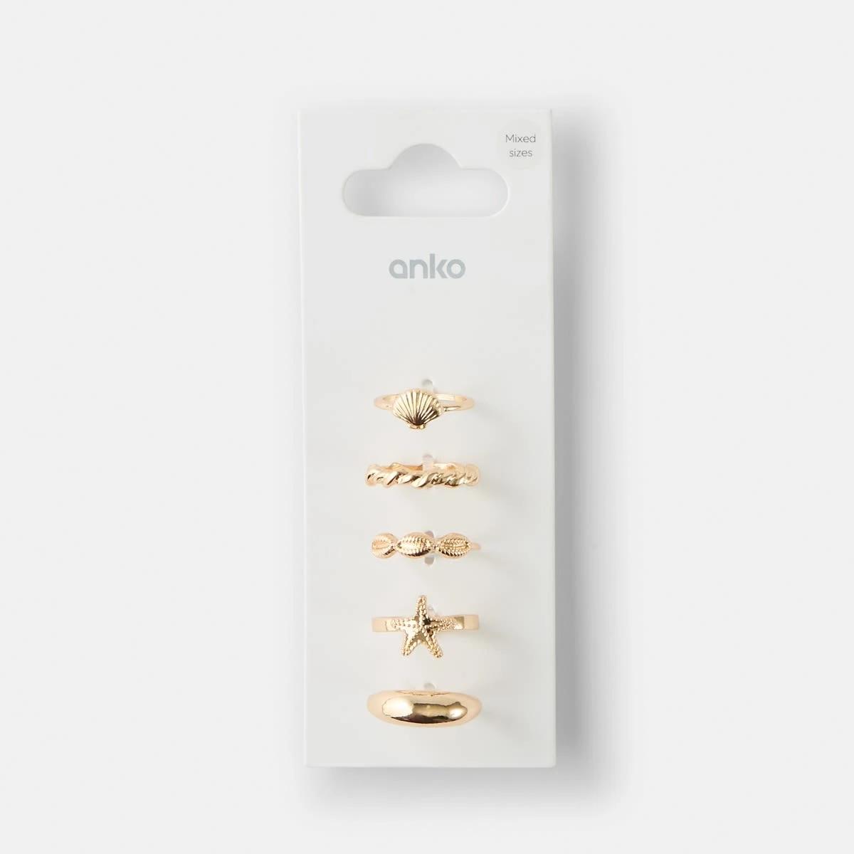 4 5 Pack Seashell Rings - Gold Tone GOLD, 4 of 4