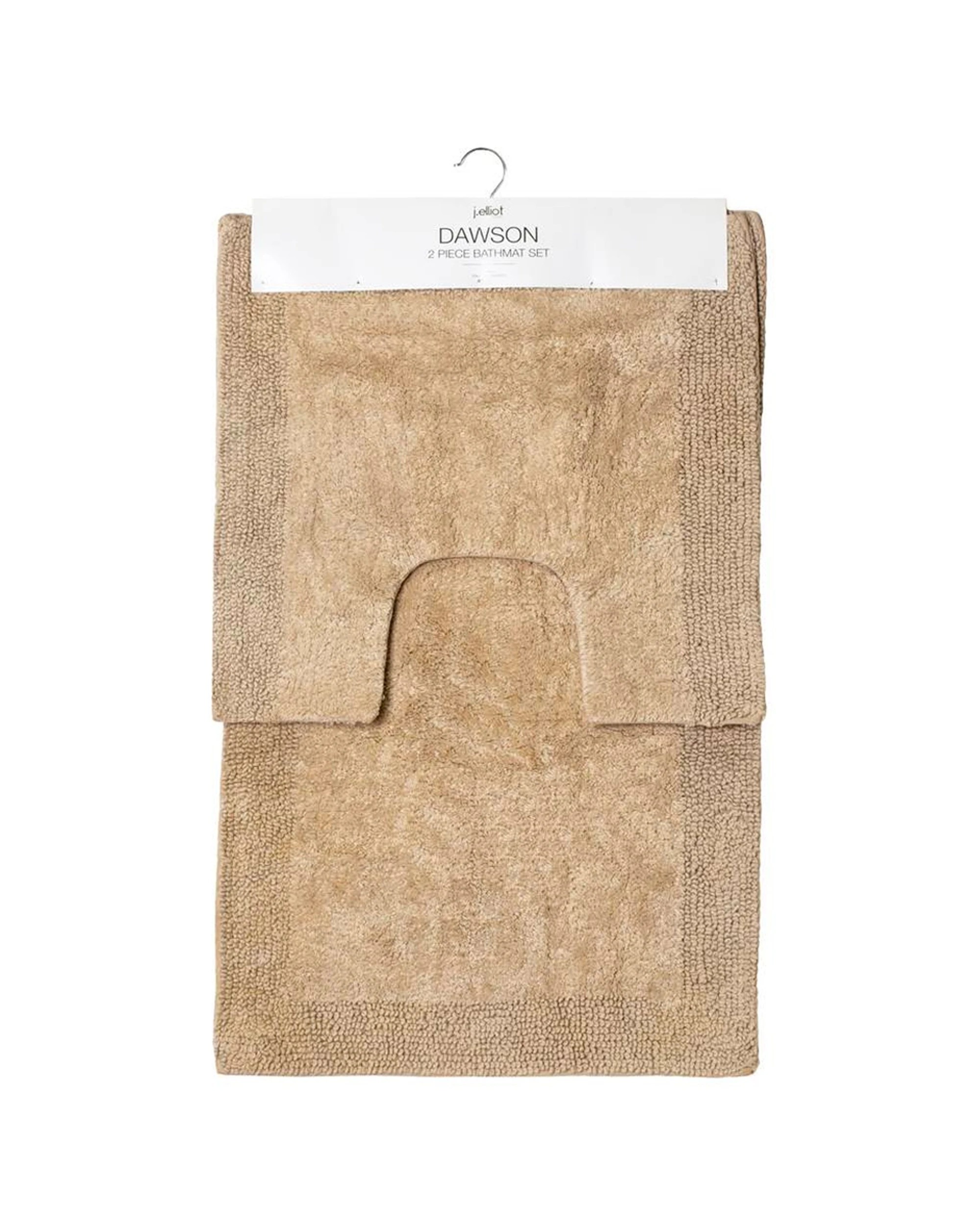 1 J. Elliot 2pc Dawson Cotton Bathmat Set Sand 50x50cm And 50x80cm Bathroom Rugs
 - Natural, 1 of 3