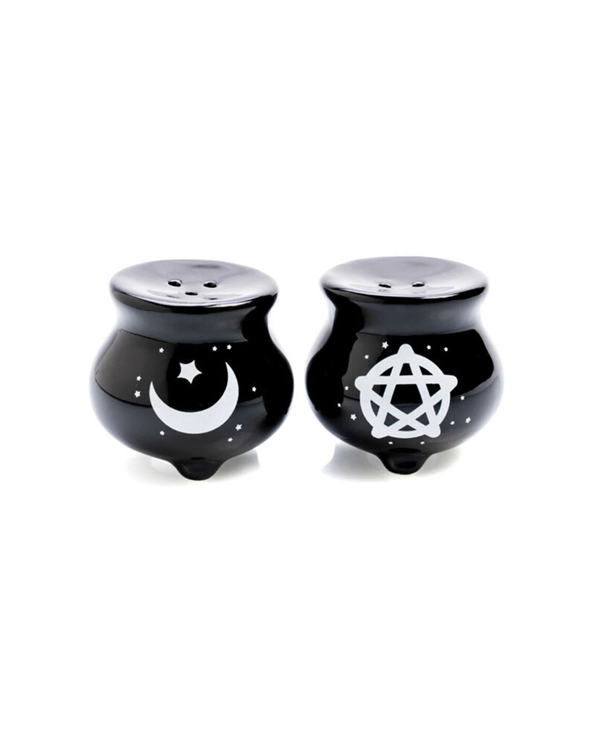 1 Flavour Mates 2pc 3D Salt & Pepper Shaker Duo Set 5.6x5.6x5.6cm Witches Cauldron - Black, 1 of 5