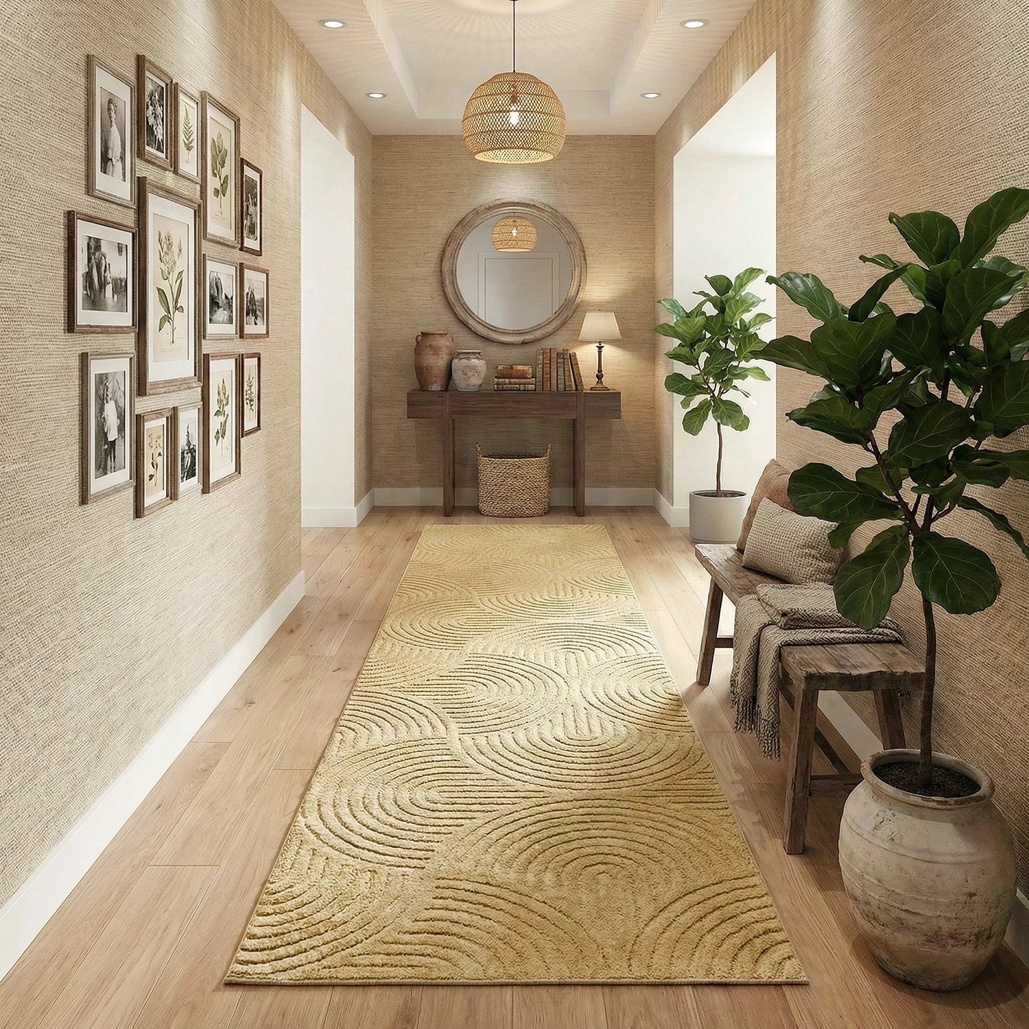 1 Common Ground Rugs Sanctuary Zina 500x80cm - Extra Large Runner Power Loomed Rug - Gold, 1 of 7
