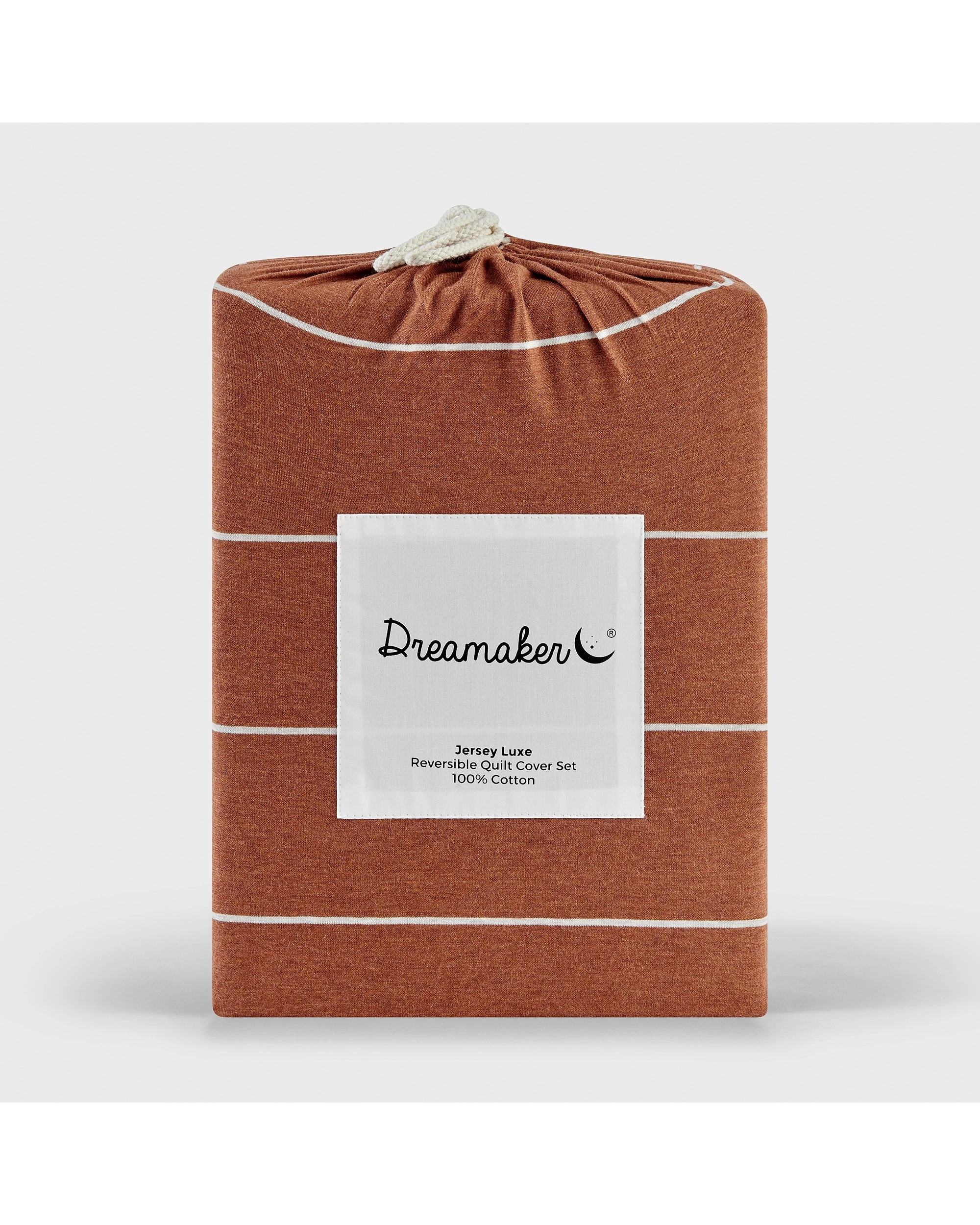 6 Dreamaker Jersey Luxe 100% Cotton Reversible Quilt Cover Set Charcoal - Queen Bed - Rust, 6 of 10