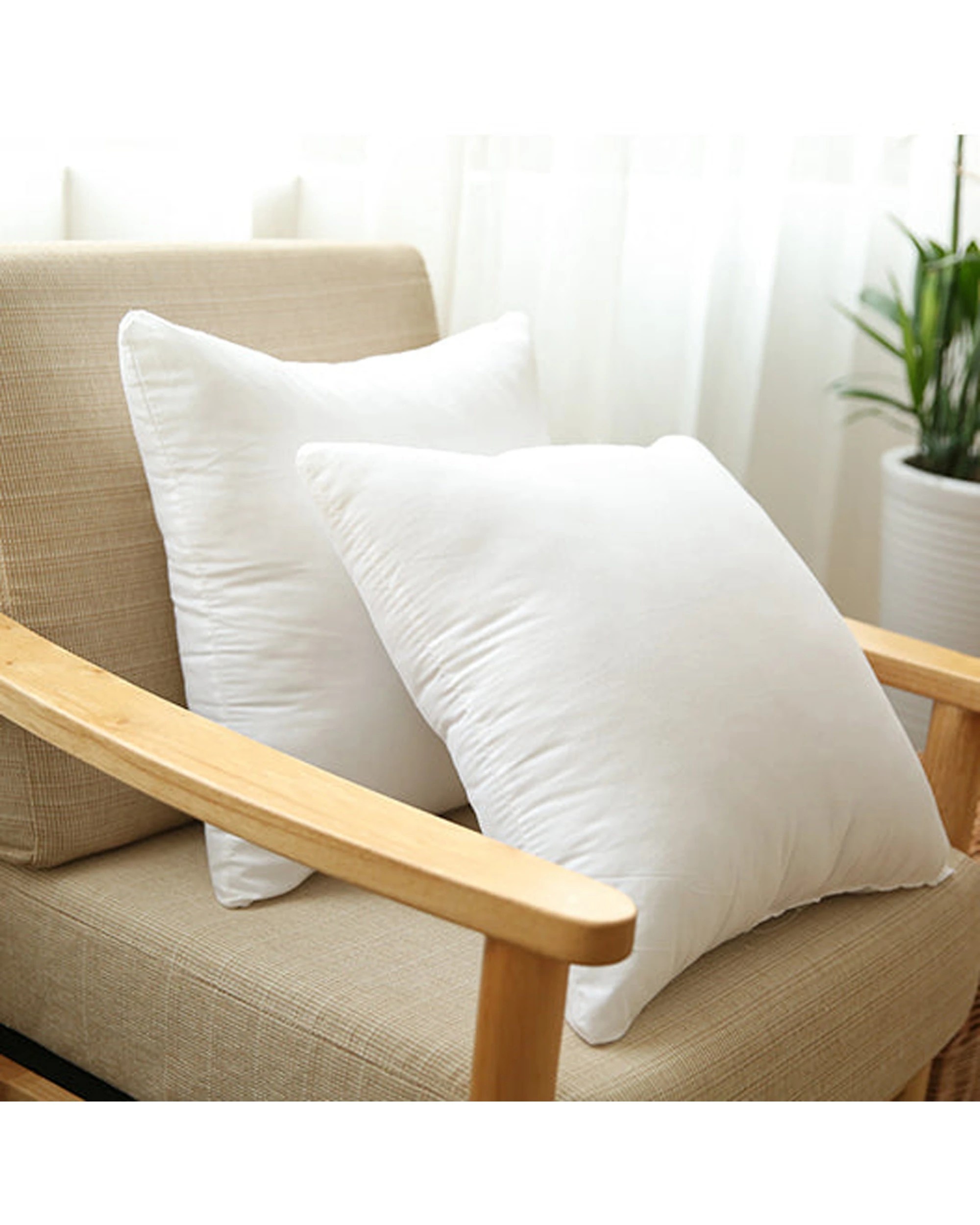 2 Cotton More 2pc Cotton Cover Polyester Filling Cushion Pillows 45x45cm - White, 2 of 3