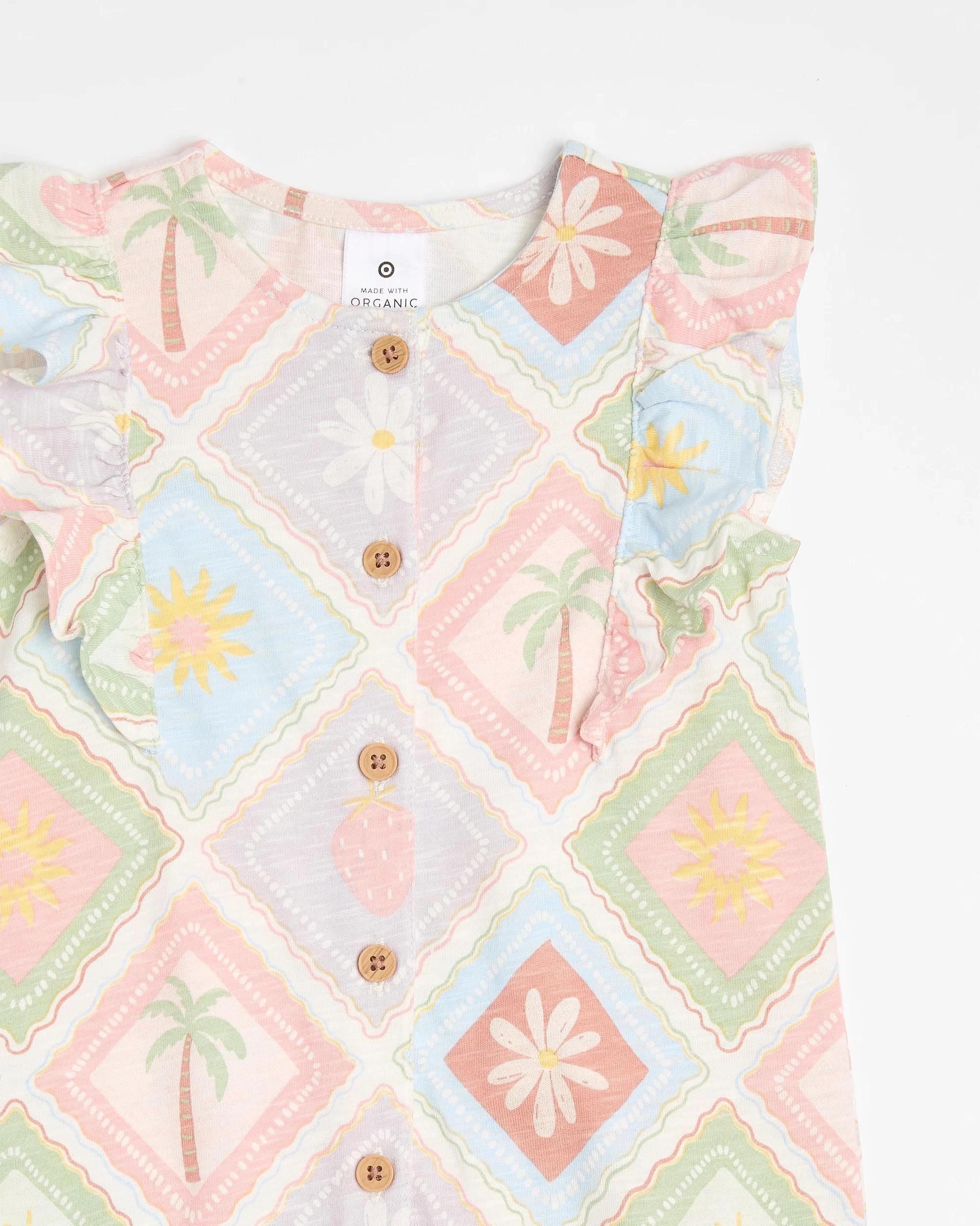 3 Target Baby Girls Organic Cotton Jersey Print Jumpsuit TIDAL BLUE SUNNYDAZE, 3 of 4