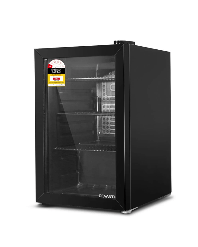 Devanti 70L Bar Fridge Glass Door w/Light - B