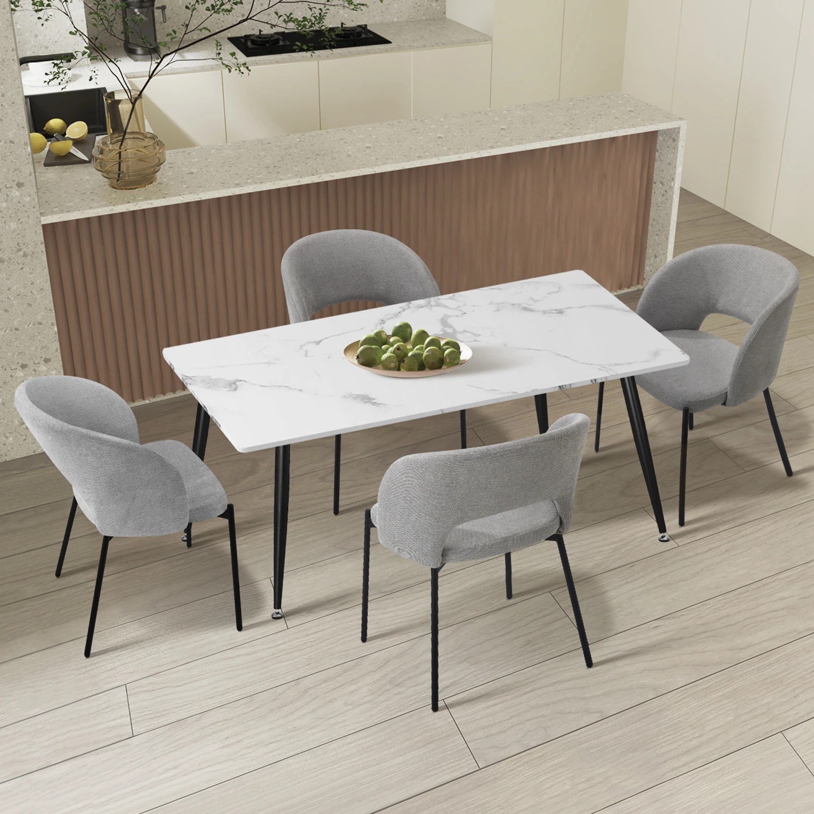 2 Oikiture 120cm Rectangle Dining Table With 4pcs Fabric Dining Chairs
 - Multi, 2 of 10