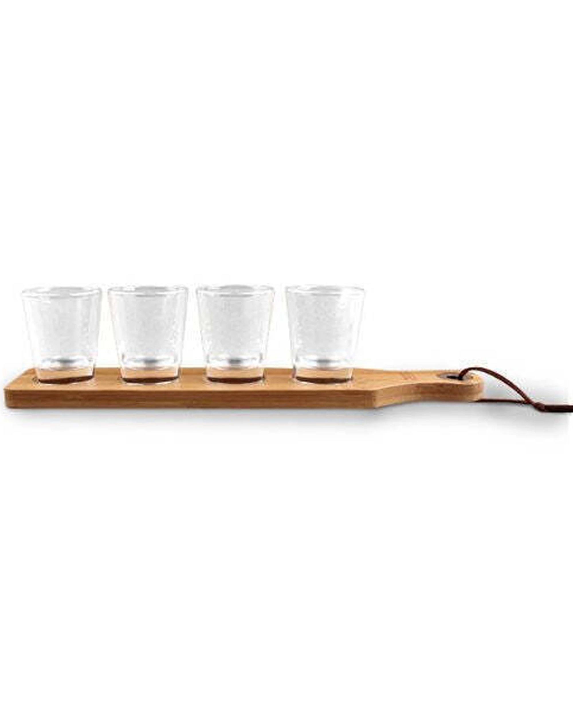 4 Mens Republic Paddle Board With 4 Shot Glasses Serving Set Wood Strap Compact Kitchenware - Multi, 4 of 6