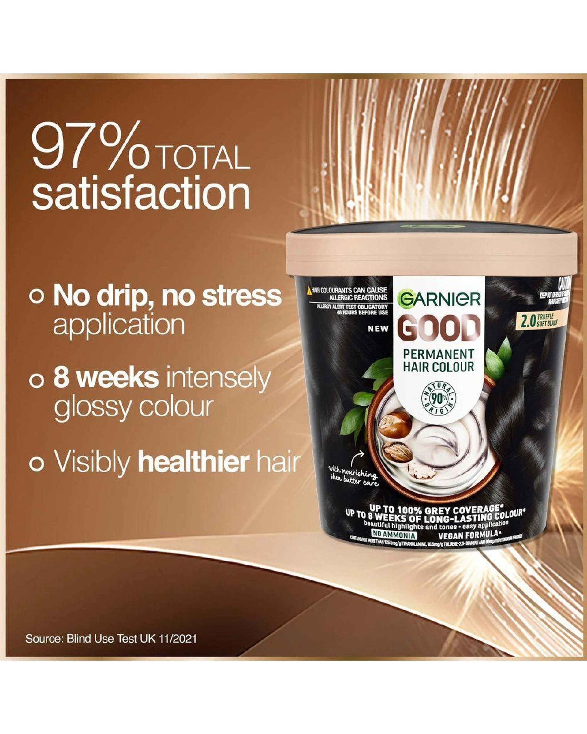 6 3 x Garnier Permanent Hair Colour - 2.0 Truffle Soft Black - Black, 6 of 10