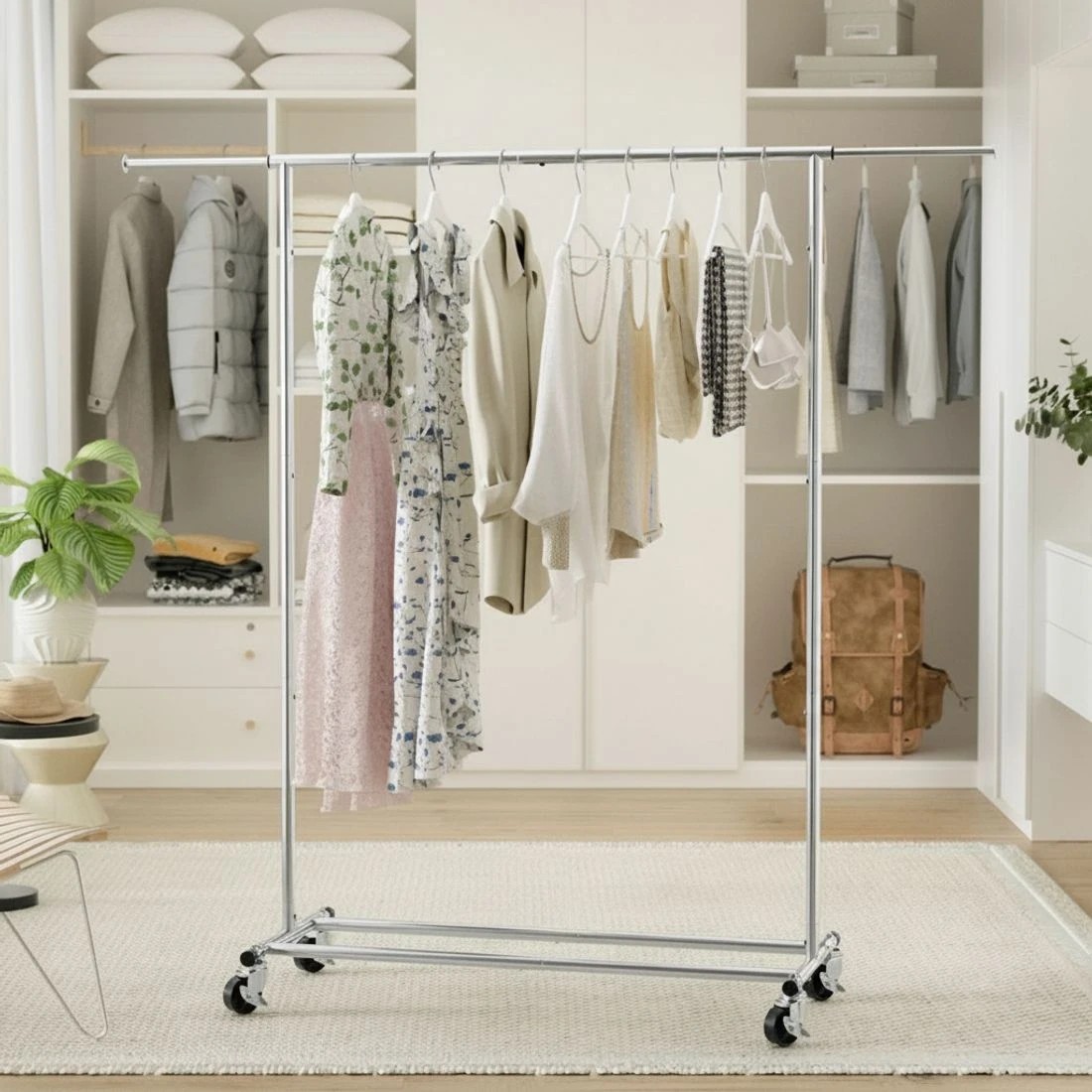 4 Artiss 2X Clothes Rack Airer Rail Coat Stand Adjustable Hanger - Silver, 4 of 7