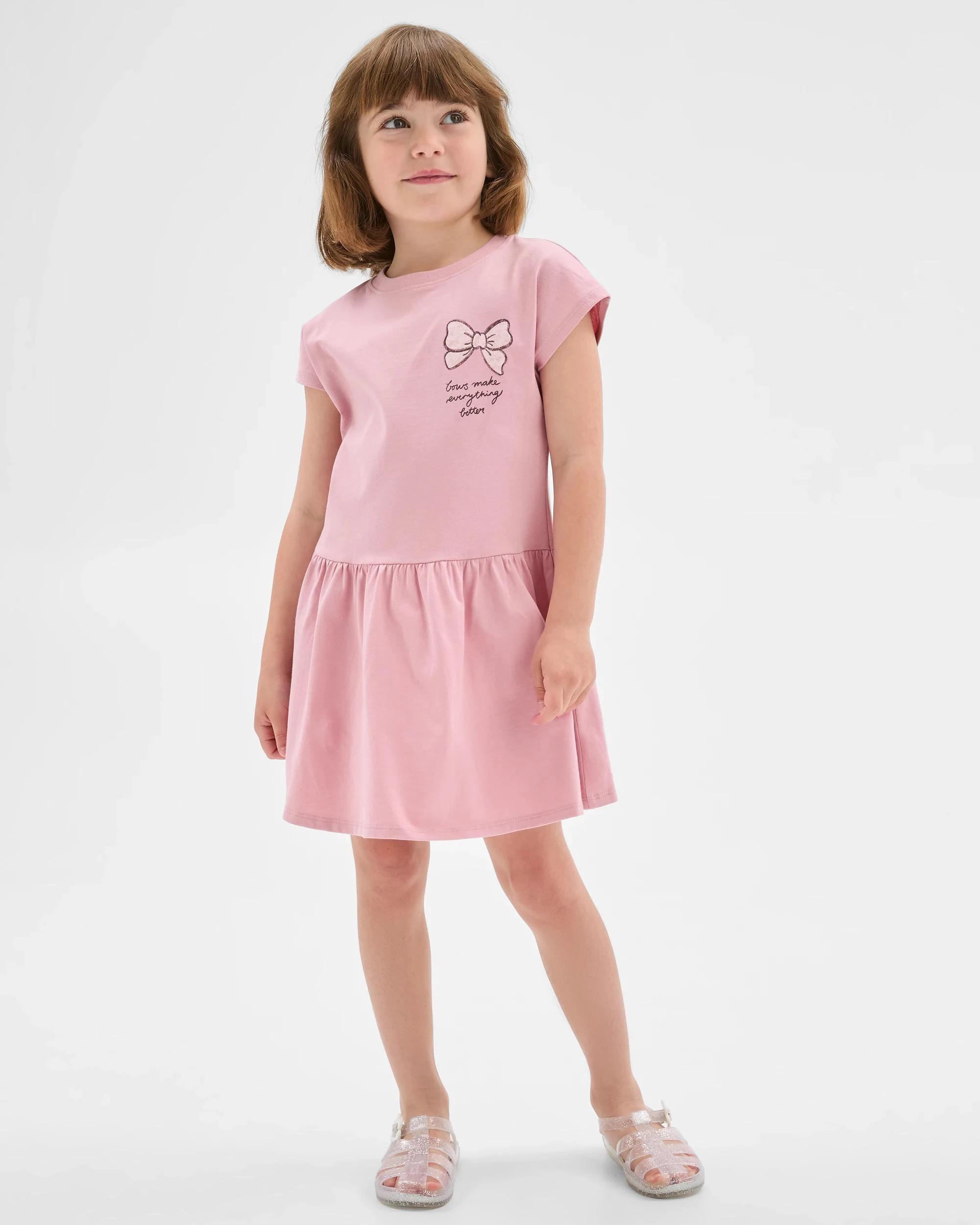 3 Target Kids Australian Cotton 2 Pack Knee Length Dress PINK BOW, 3 of 8