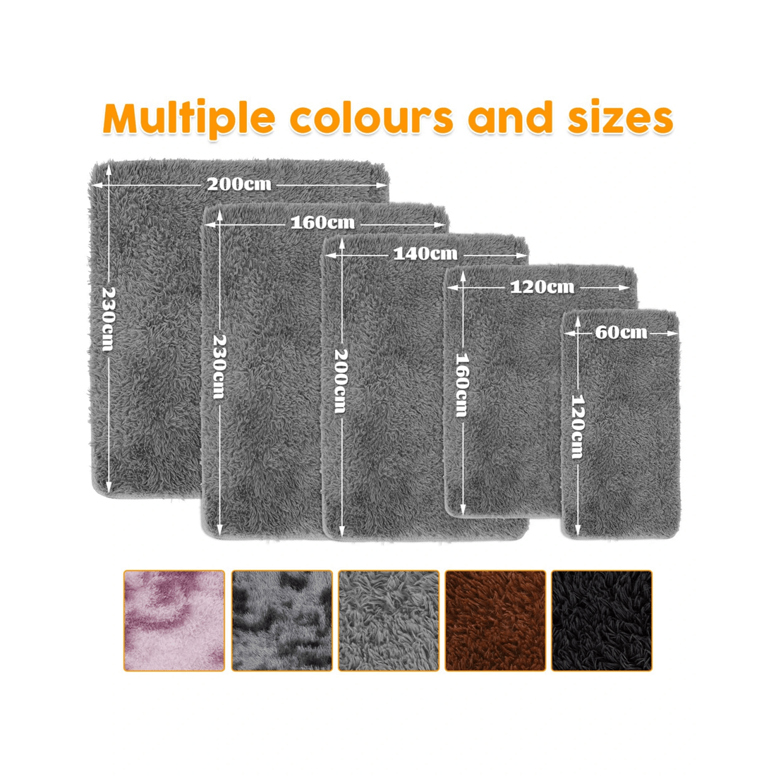 2 Advwin Non-slip Shaggy Rugs Floor Rug Living Room Bedroom Mat Large Carpet Grey 160*230cm, 2 of 8