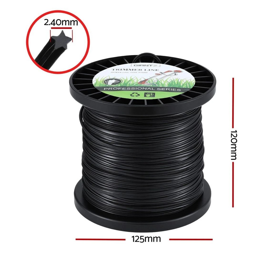 2 Giantz 100M Whipper Snipper Trimmer Line 2.4mm Star Nylon String Cord - Black, 2 of 6