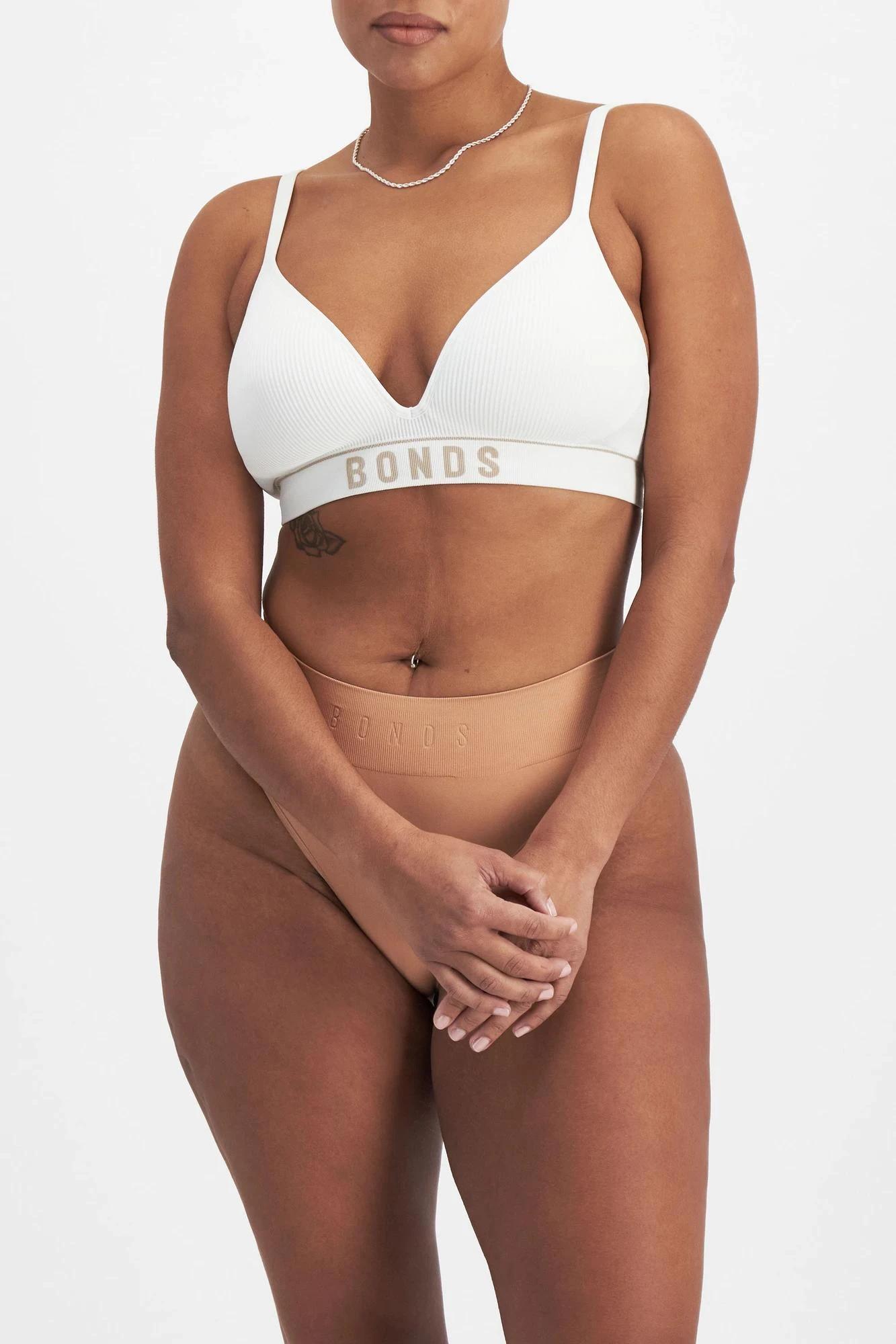 8 Womens Retro Rib T-Shirt Crop Bra - Bonds WHITE/BLUSH, 8 of 8