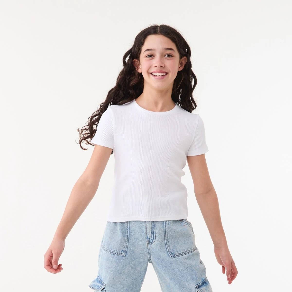 1 Short Sleeve Rib Top WHITE, 1 of 6