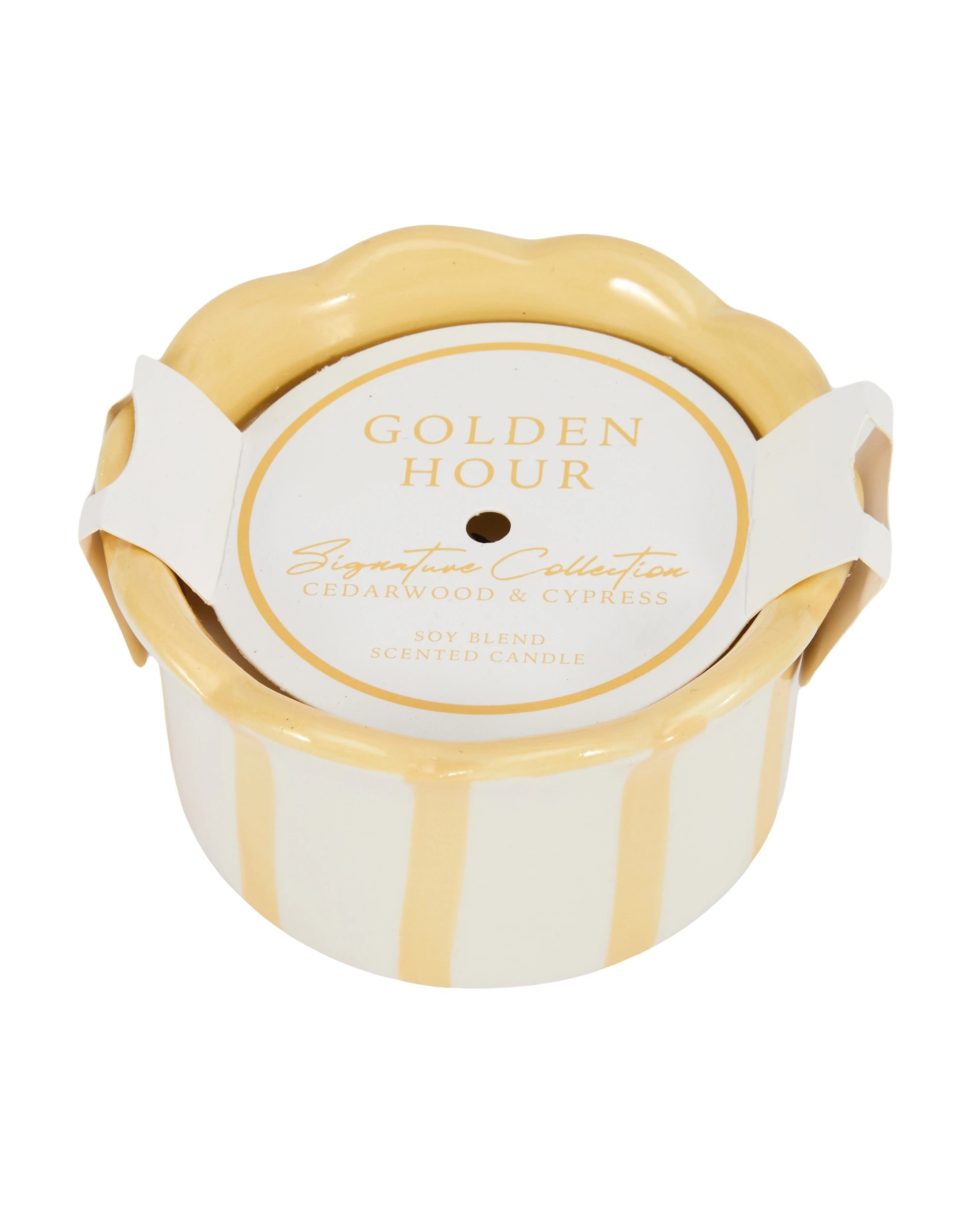 4 Golden Hour Stripe Ceramic Candle, 4 of 5