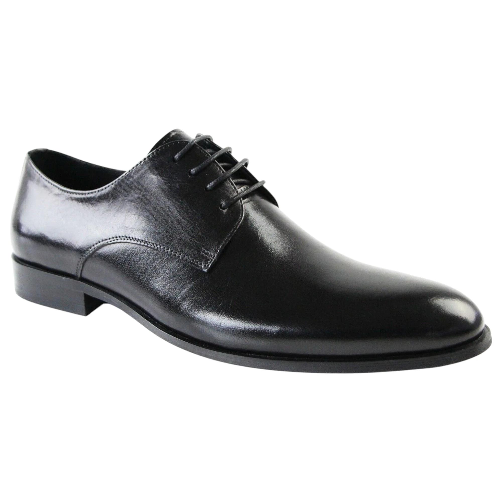 1 Zasel Beau Plain Leather Lace Up Dress Casual Work Mens Shoes BLACK, 1 of 4