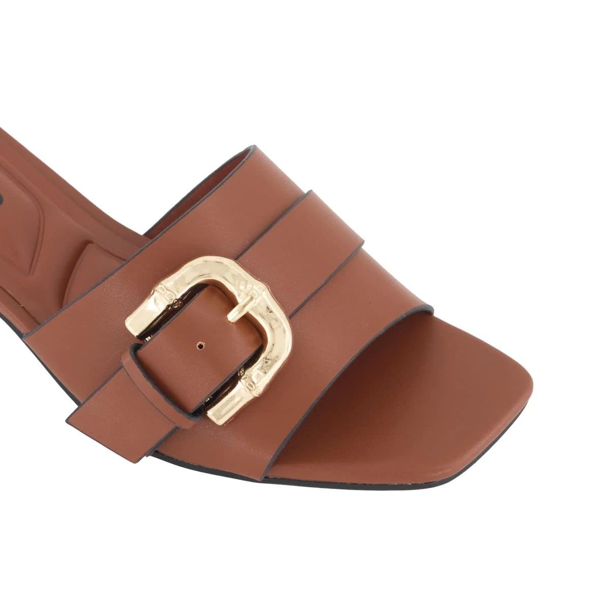 5 Buckle Low Heel Mules Tan, 5 of 5