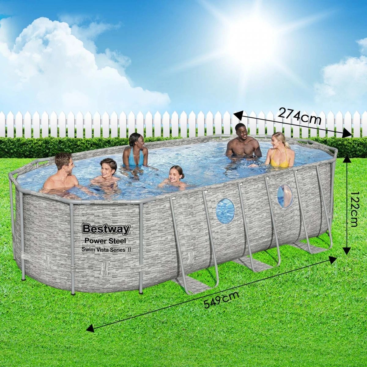 5 Bestway Steel Frame Above Ground Swimming Pool Filter Pump 5.49 x 2.74 x 1.22M, 5 of 6