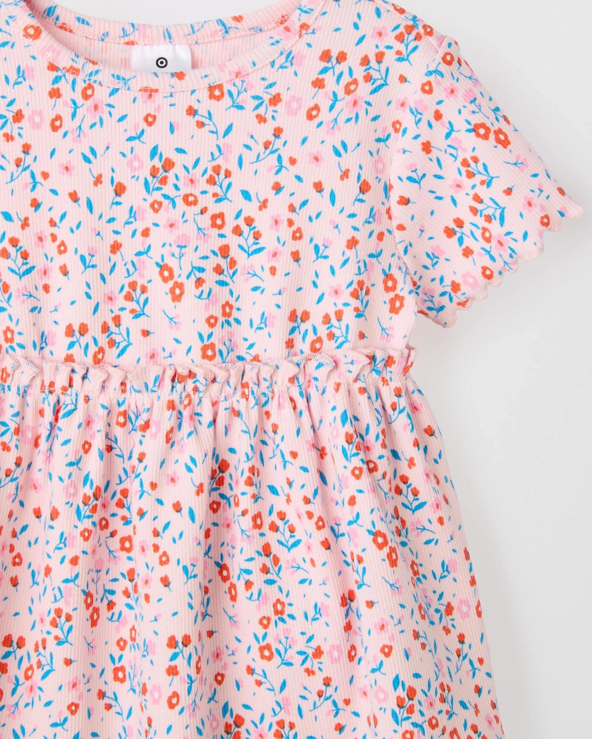 2 Target Baby Organic Cotton Baby Jersey Dress and Bloomer 2 Piece Set RED DAISY, 2 of 2