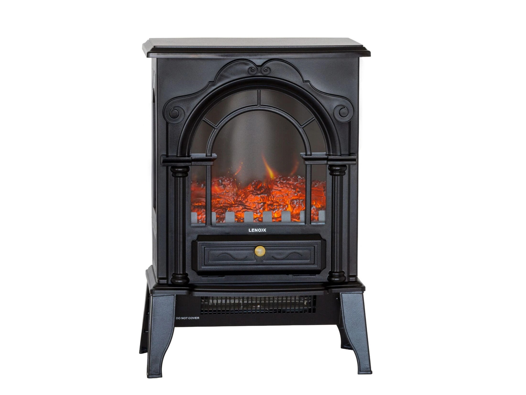 2 Lenoxx Electric 1000W to 2000W Freestanding Fireplace Heater with Panoramic 3 Sided Glass Design, 2 of 2