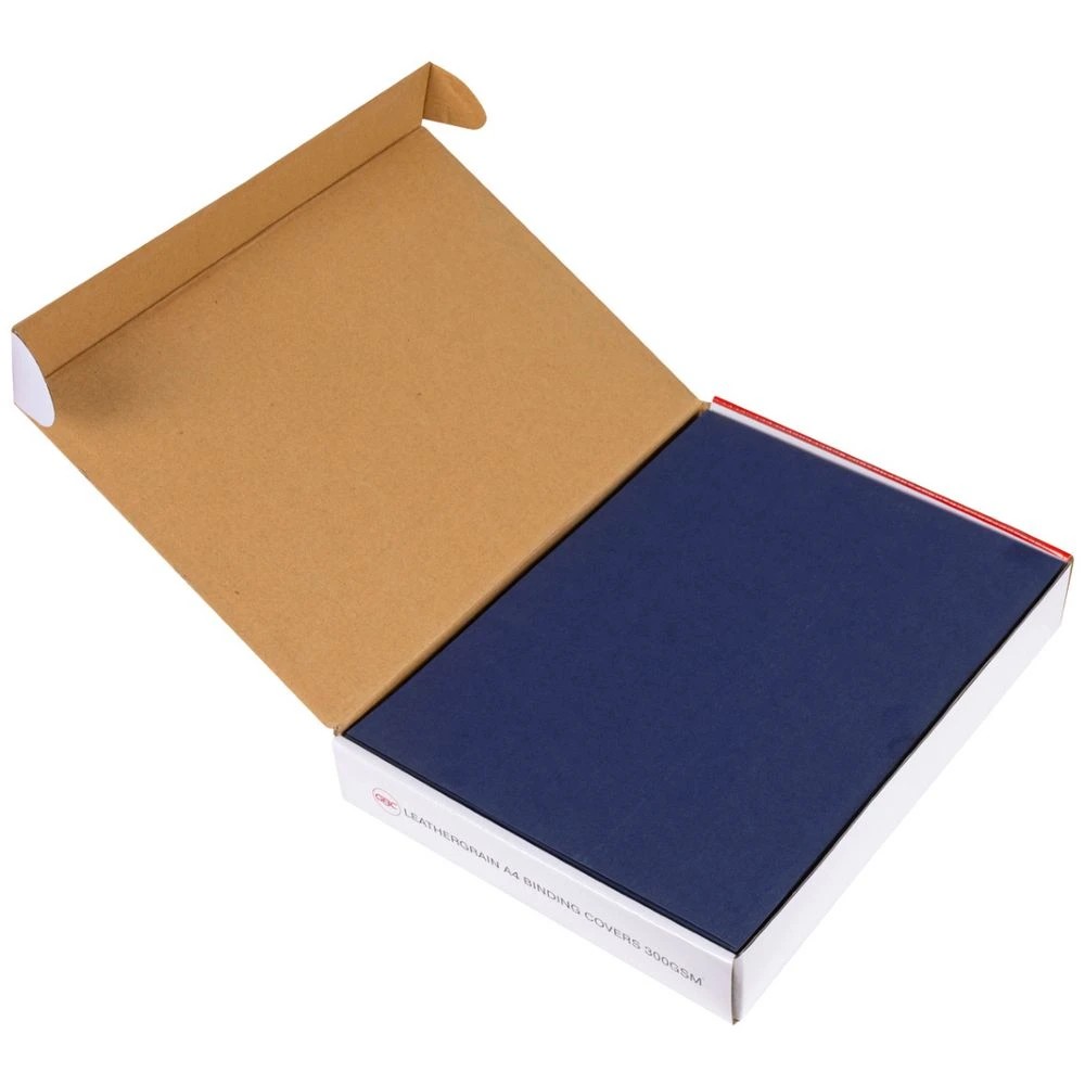 4 GBC Binding Cover A4 Leathergrain Navy Blue 100 Pack, 4 of 4