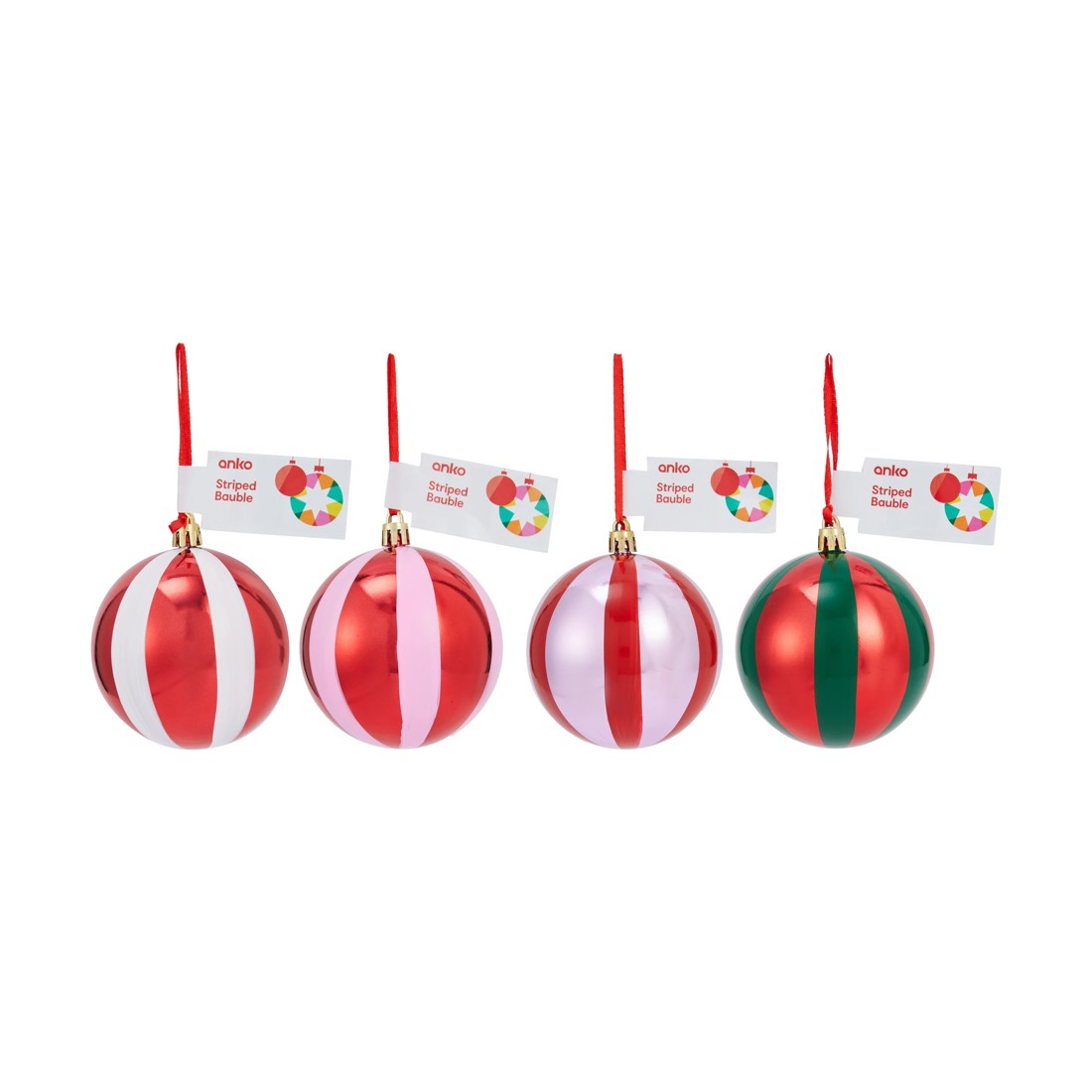 7 Striped Bauble - Assorted, 7 of 7