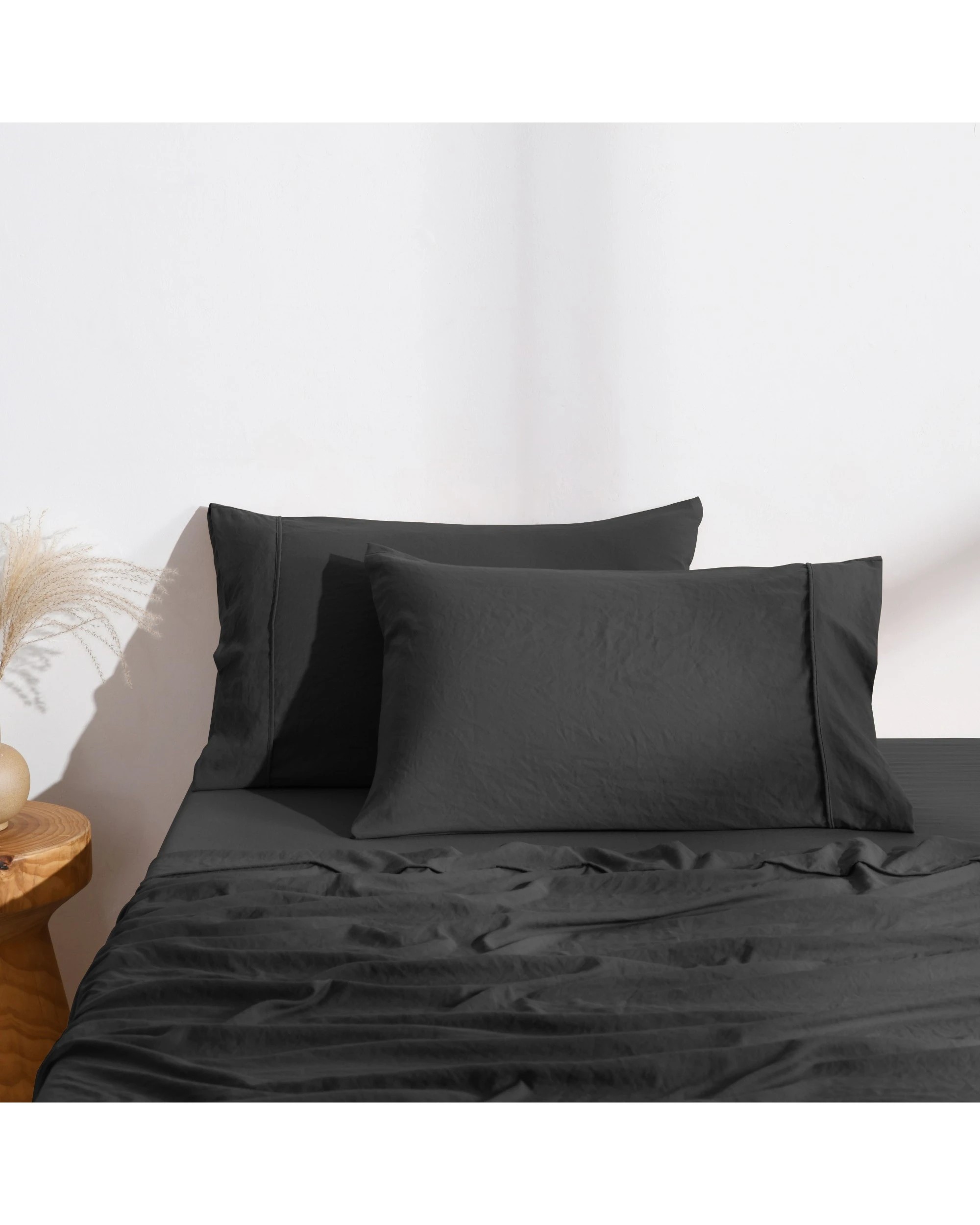 1 Dreamaker Superfine Washed Microfibre Standard Pillowcase Twin Pack - Black, 1 of 5