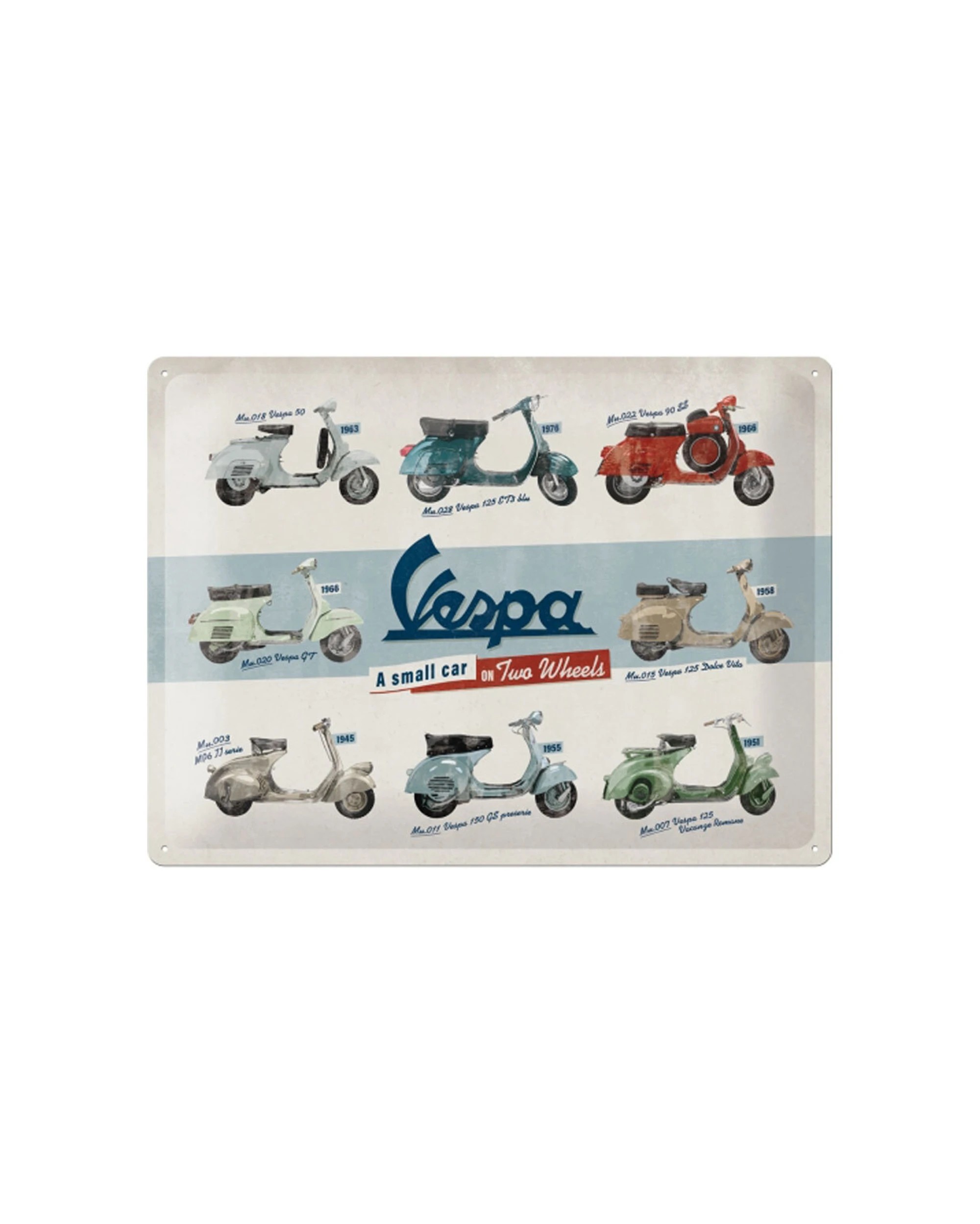 1 Nostalgic-Art Large 30x40cm Metal Wall Art Sign Plaque - Vespa Model Chart - Blue, 1 of 1