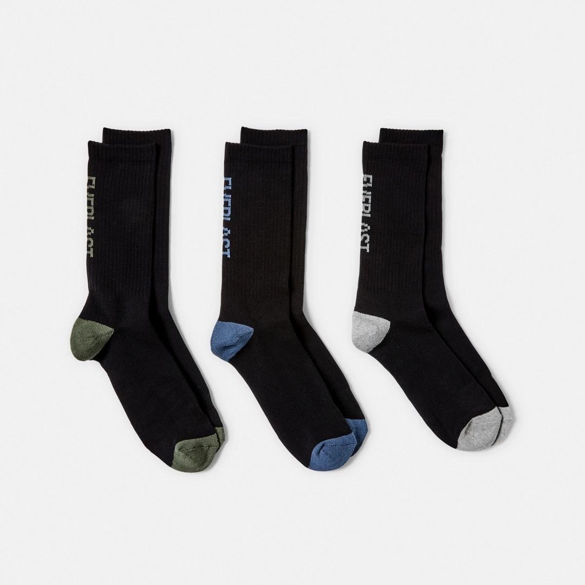 1 3 Pack Everlast Mens Crew Socks Blk Crewpk, 1 of 3
