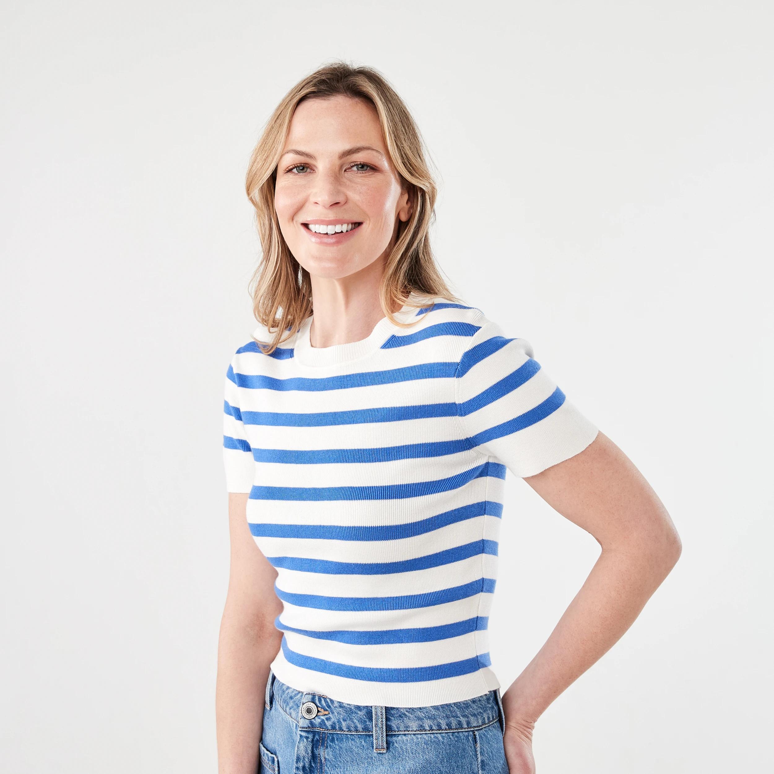 2 Short Sleeve True Knit Fitted T-shirt BOLD STRIPE BLUE MARINE, 2 of 5