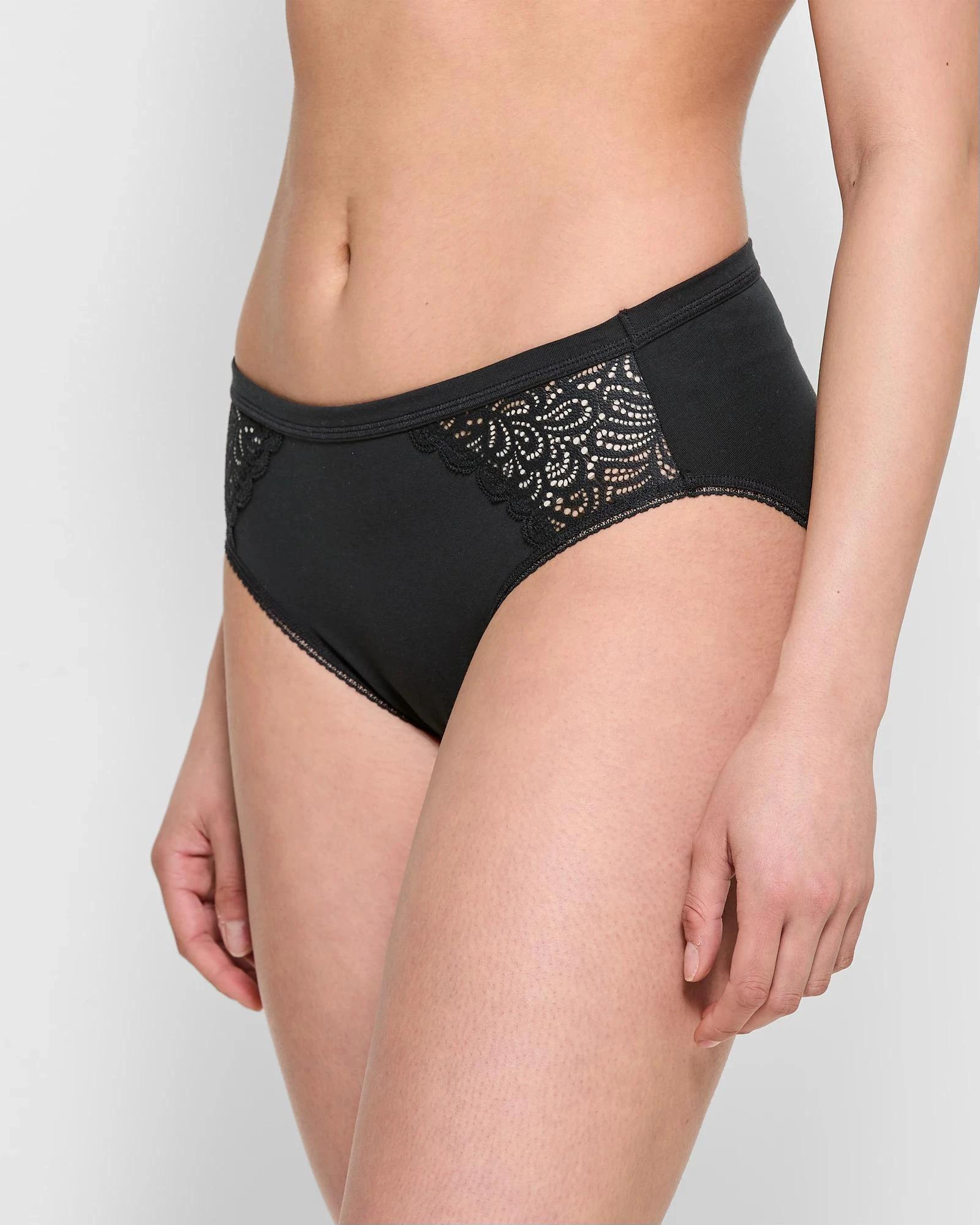 1 Target Woman Australian Cotton and Lace High Cut Briefs BLACK, 1 of 4
