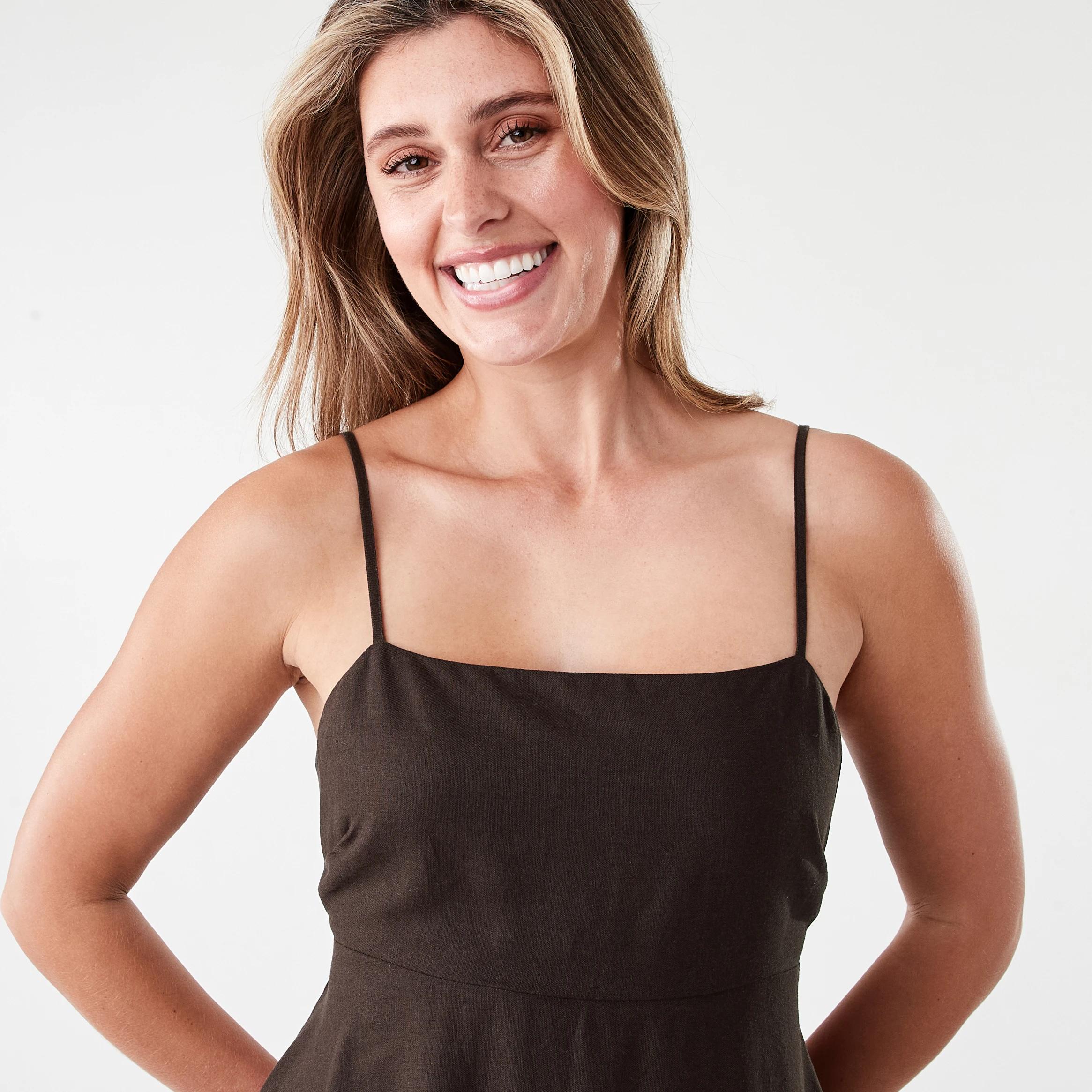 4 Sleeveless Tie Back Midi Dress Melt Brown, 4 of 7