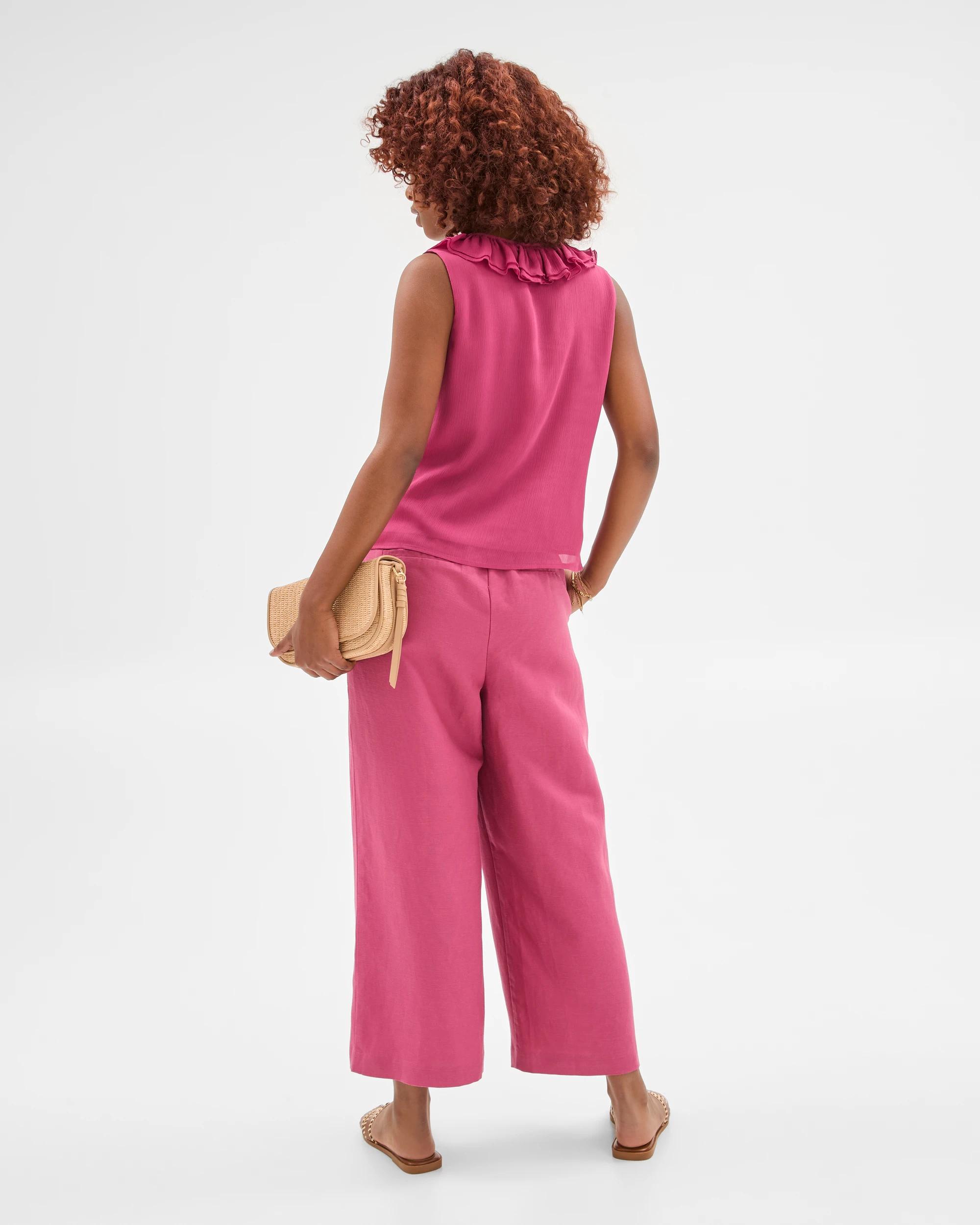 3 Target Petites Sleeveless Ruffle Blouse BERRY, 3 of 7