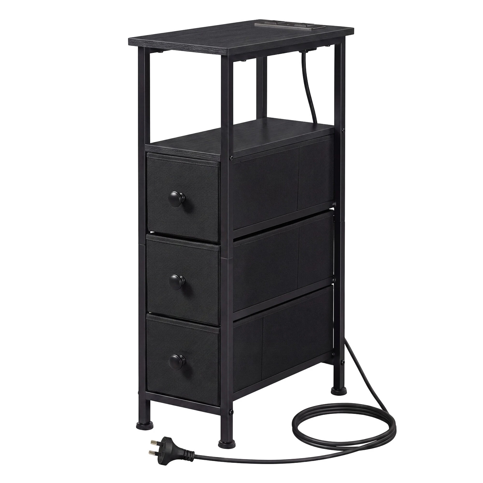 1 Levede Bedside Table Slim Bedside Table with LED Charging Station, 1 of 7