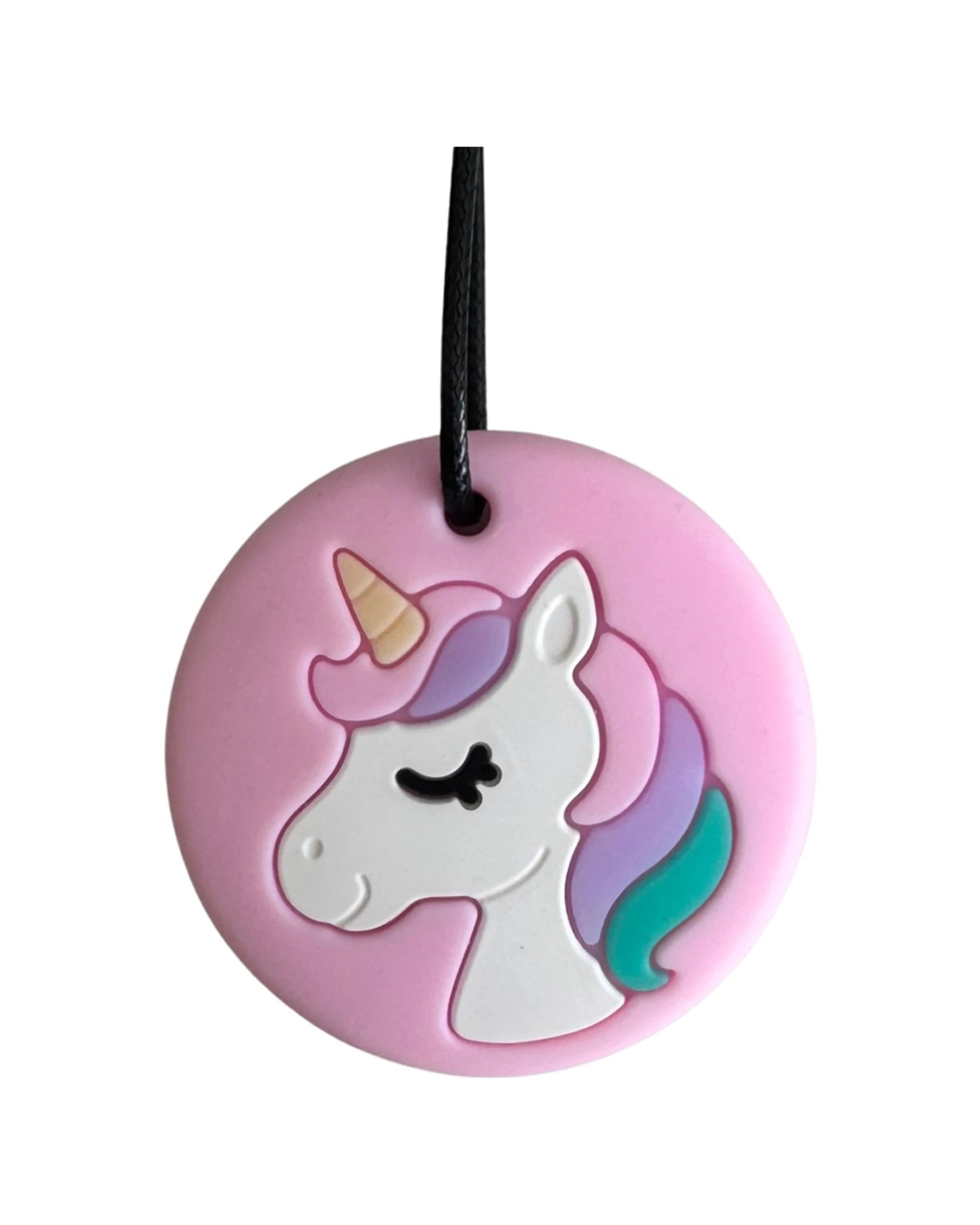 1 Jellystone Designs Kids Unicorn Sensory Pendant Medium Chew Necklace - Pink, 1 of 1