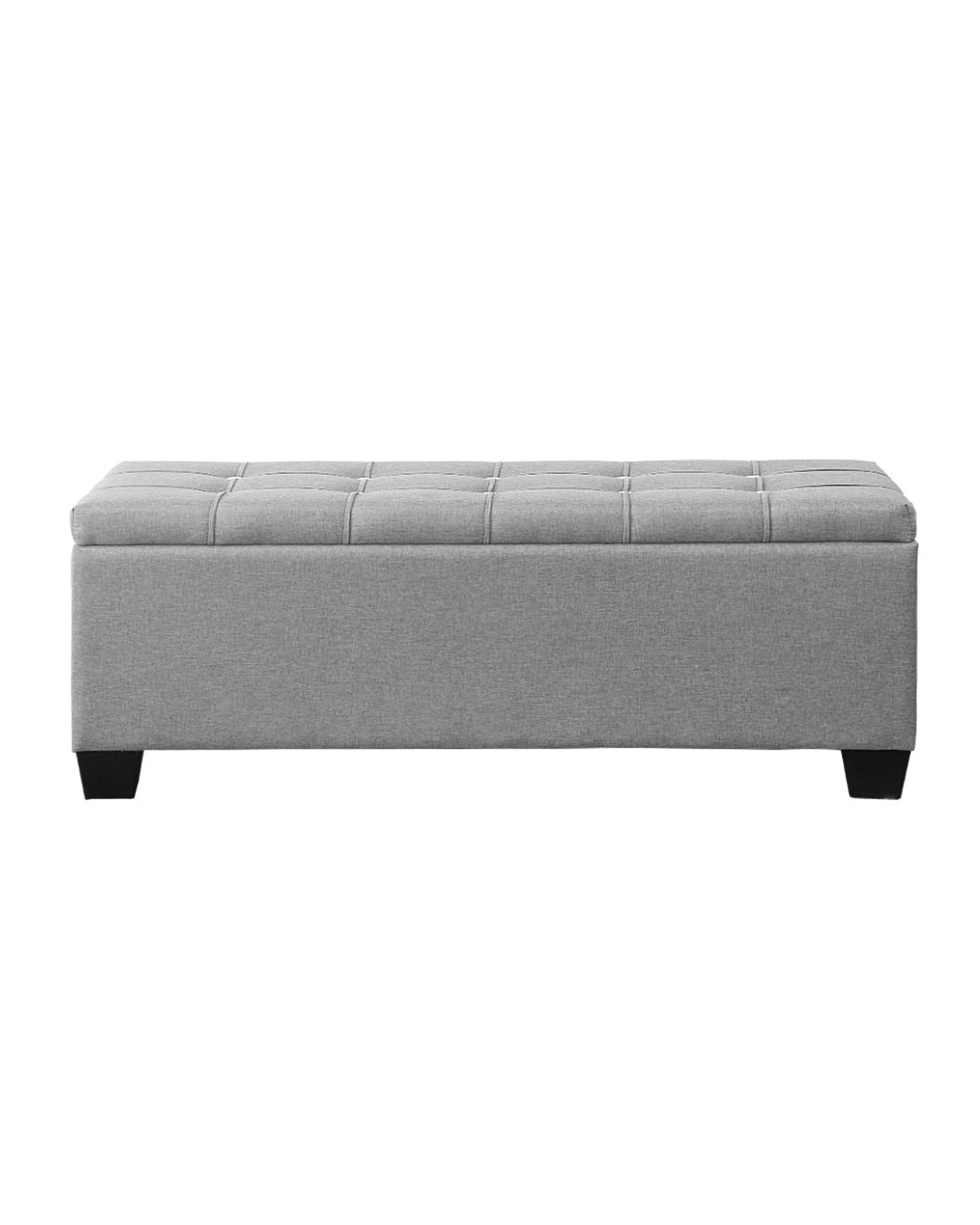 3 Artiss Storage Ottoman Blanket Box 97cm Button Linen - Grey, 3 of 7