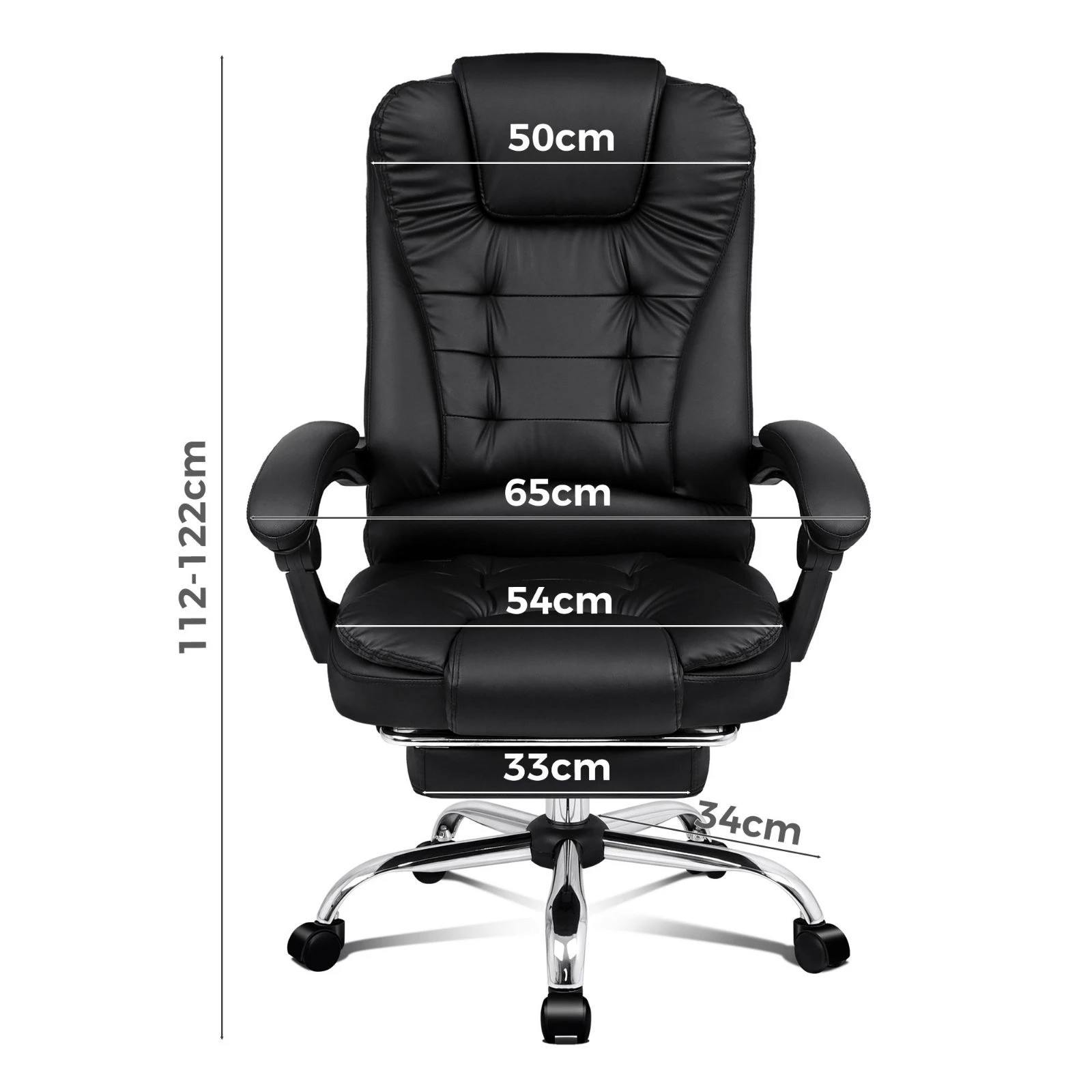 3 Alfordson Massage Office Chair Heated Seat Executive Gaming Racer PU Leather - Black, 3 of 10