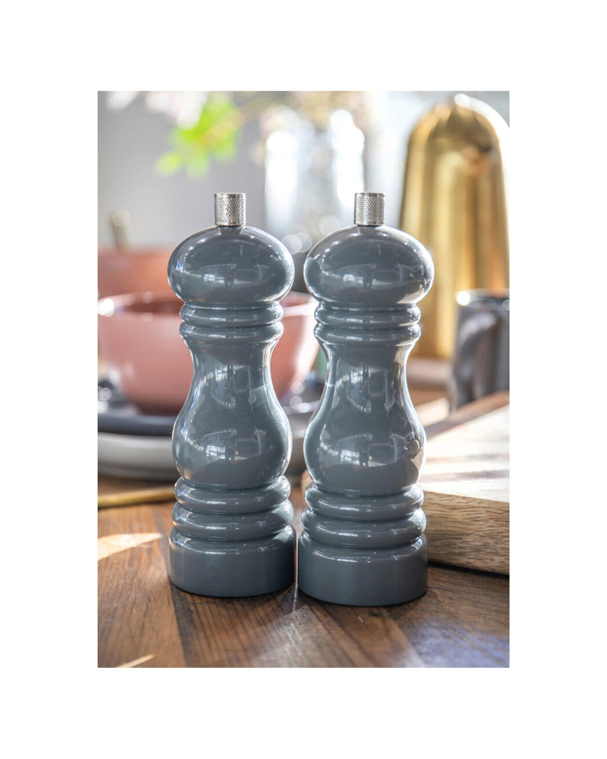 3 Mastercraft 2PK 17cm Classic Capstan Salt Pepper Mill Ceramic Grinder Kitchen Utensils Set - Grey, 3 of 6