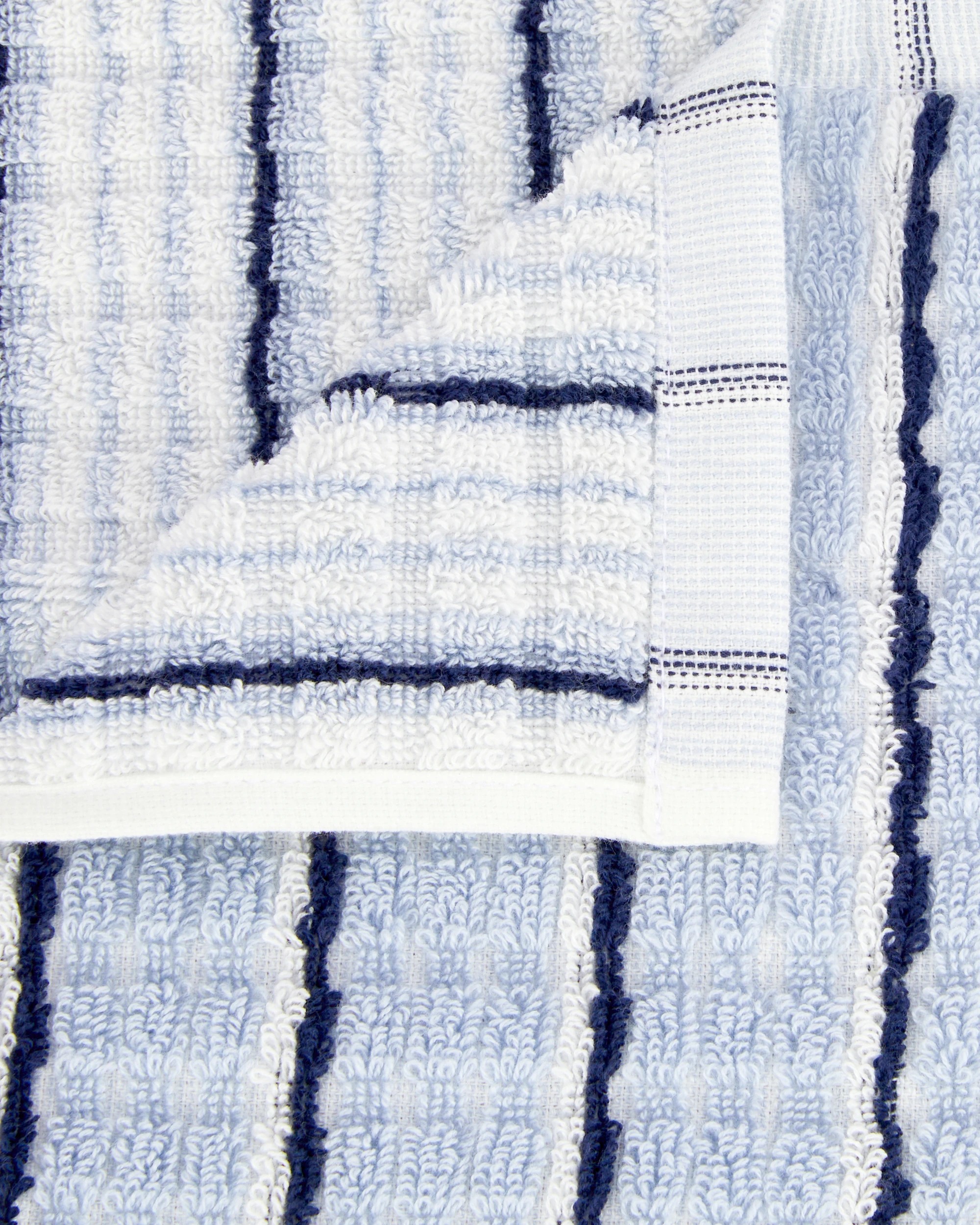 2 Pinstripe Cotton Hand Towel - Blue, 2 of 5