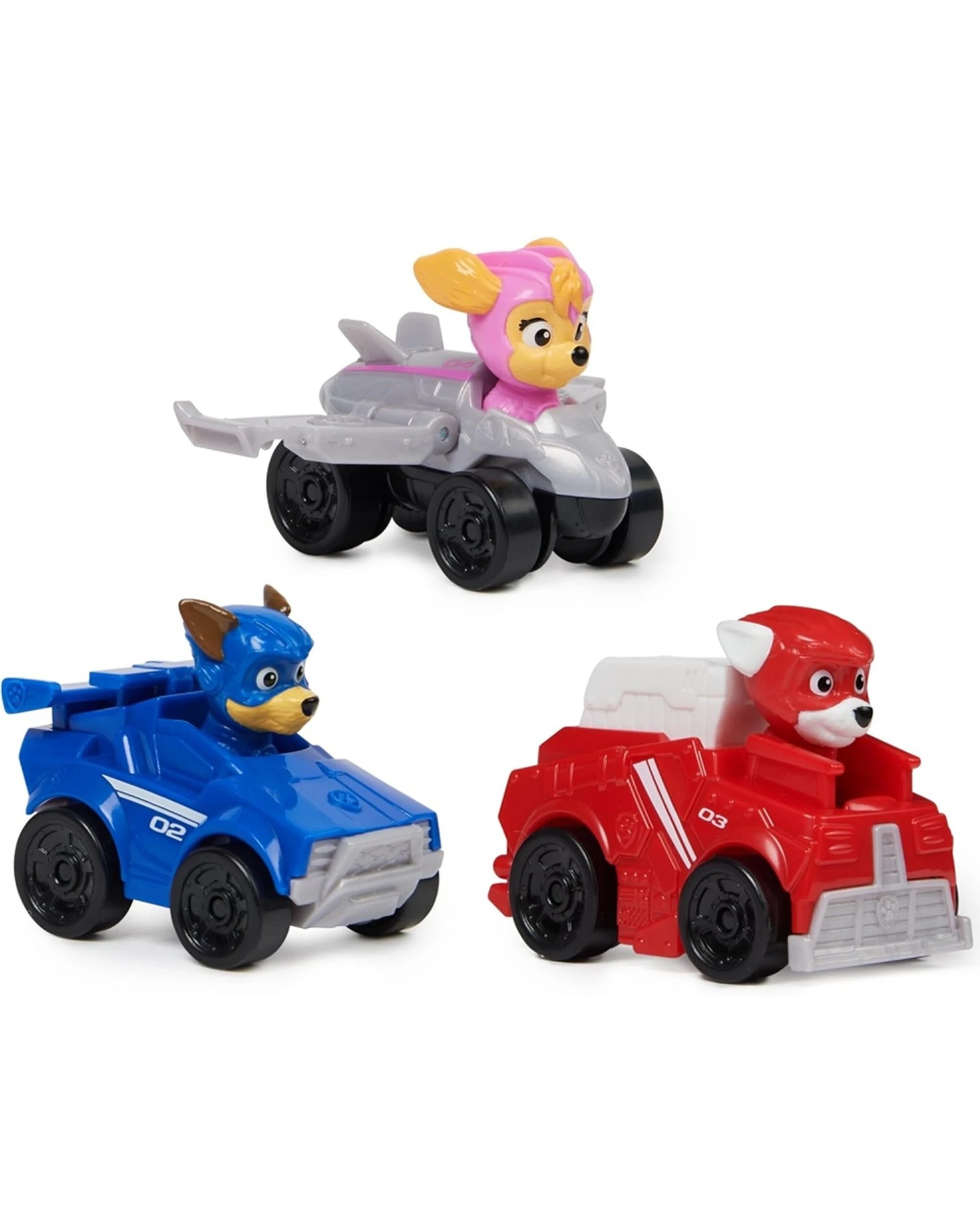 3 Paw Patrol Pup Squad Racers Vehicle Gift Set With Chase,Marshall,Skye - Multi, 3 of 5