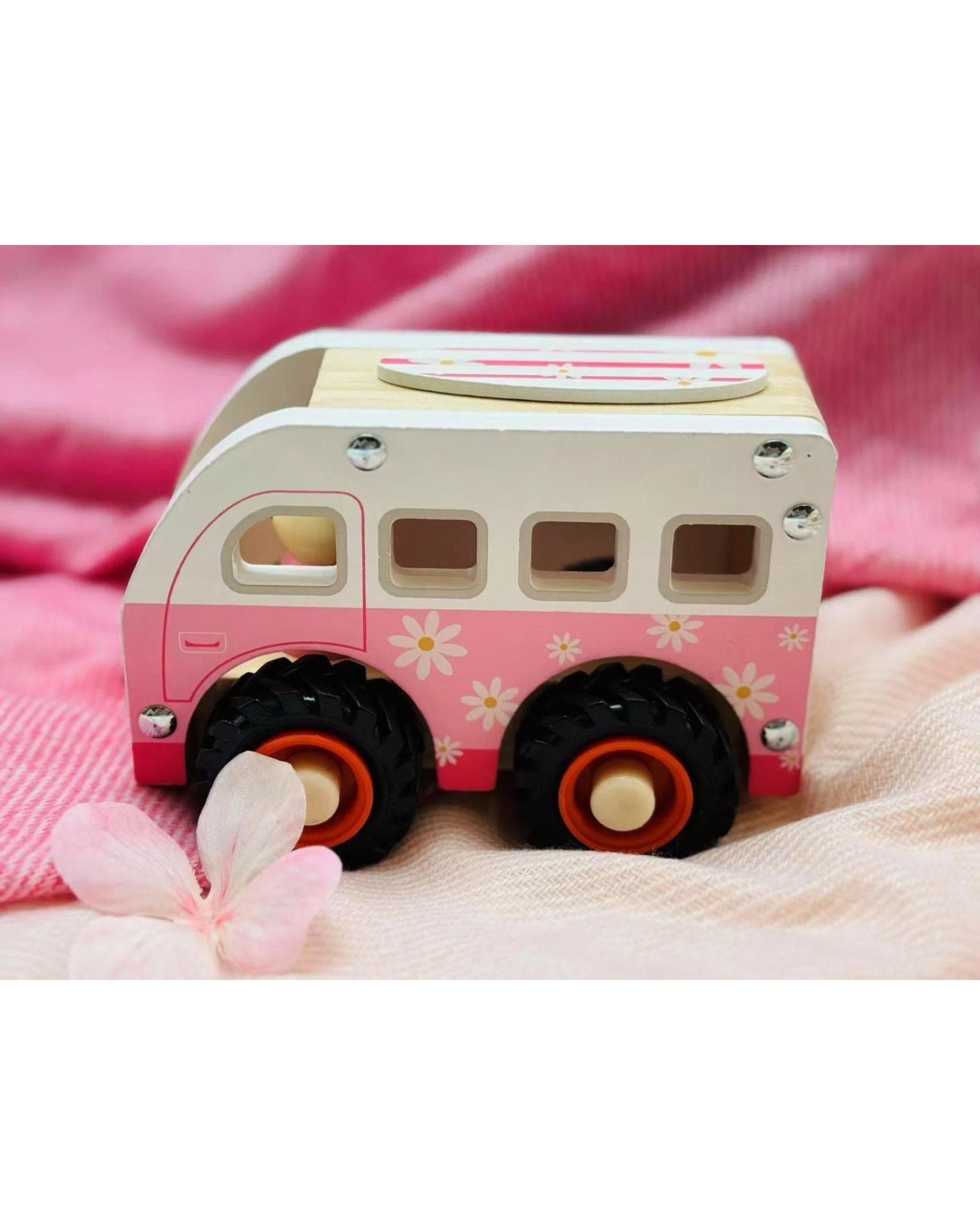 3 Toyslink Wooden Wheelie Pink Kombi Toy Vehicle, 3 of 4