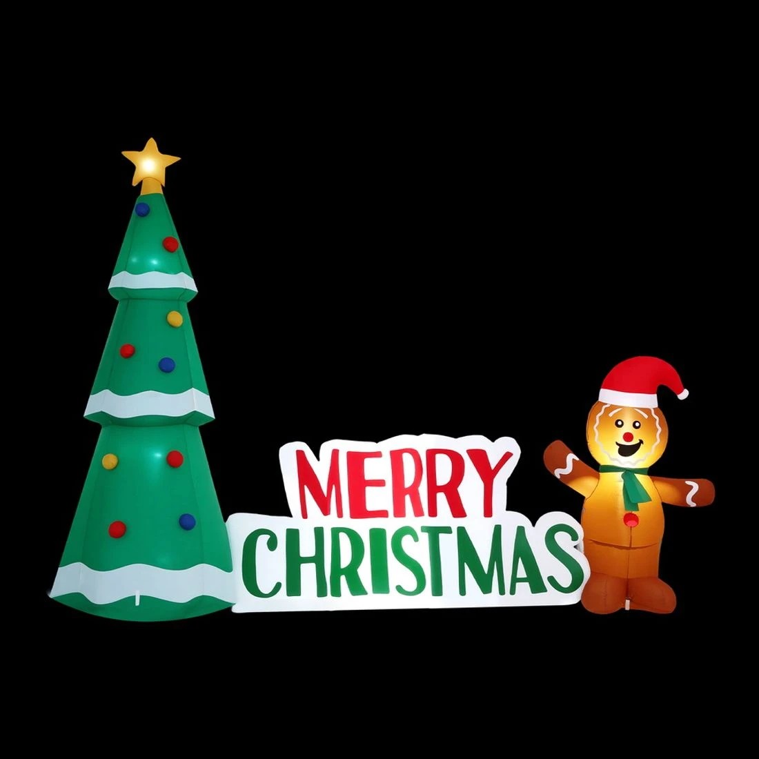 3 Jingle Jollys Christmas Inflatable Gingerbread Man Tree LED Illuminated - Multi, 3 of 7