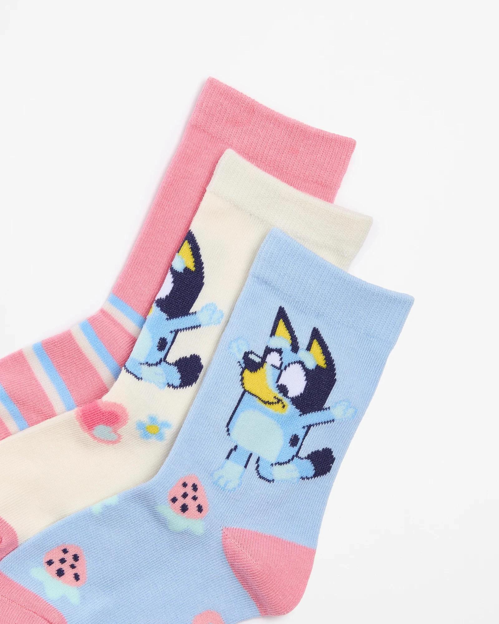 2 Bluey Strawberry Crew Socks 3 Pack PINK, 2 of 3