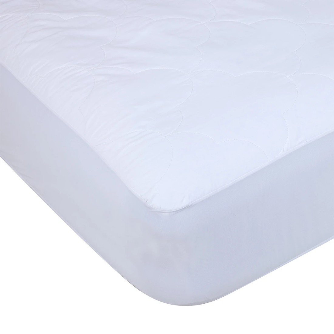 4 Cotton Filled Fitted Mattress Protector - Double Bed, White, 4 of 4