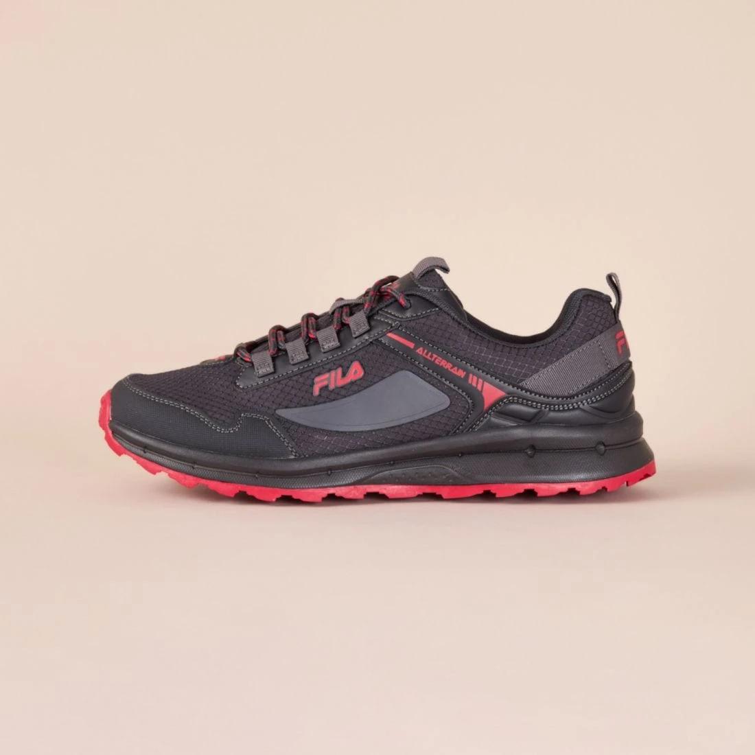 3 Fila Mens Trail Sneakers - Arpino CHARCOAL / RED, 3 of 6