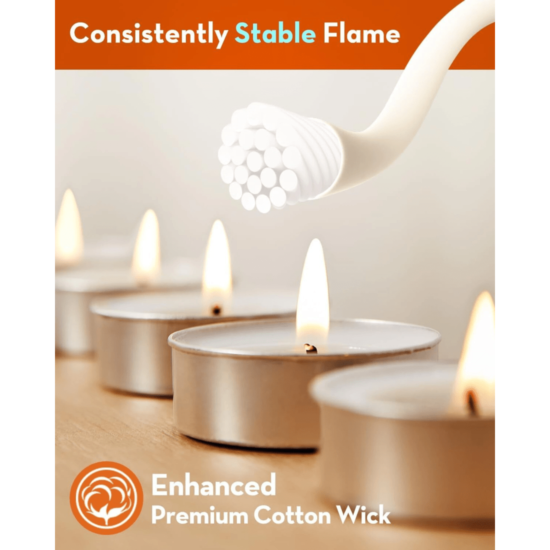 3 BR Home Tealight Candles, 400-Pack, 9-Hour Burn Time, Smokeless Crystal Wax, 3 of 8