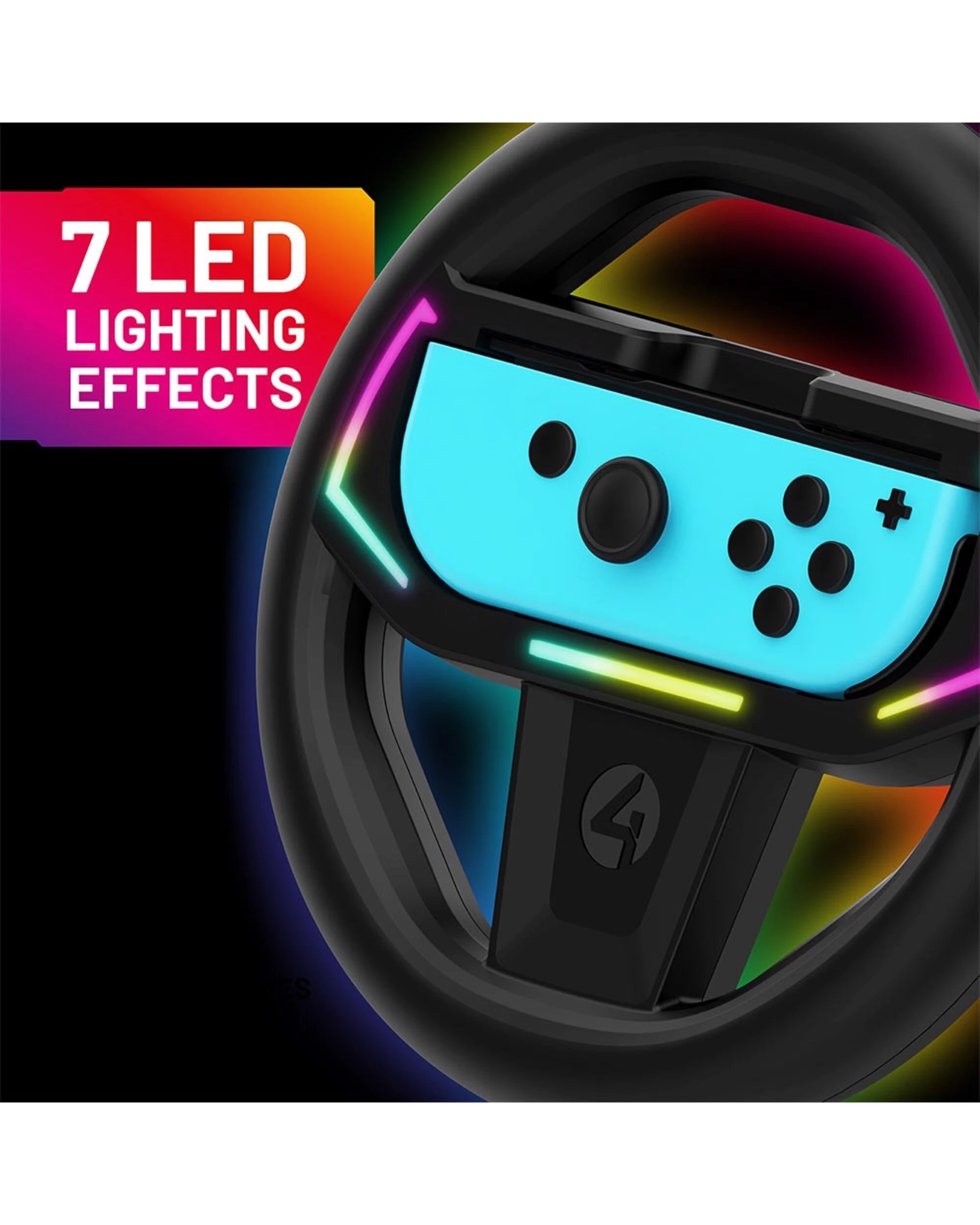 3 4Gamers Joy-Con Light Up Racing Wheel For Nintendo Switch & OLED - Black, 3 of 5
